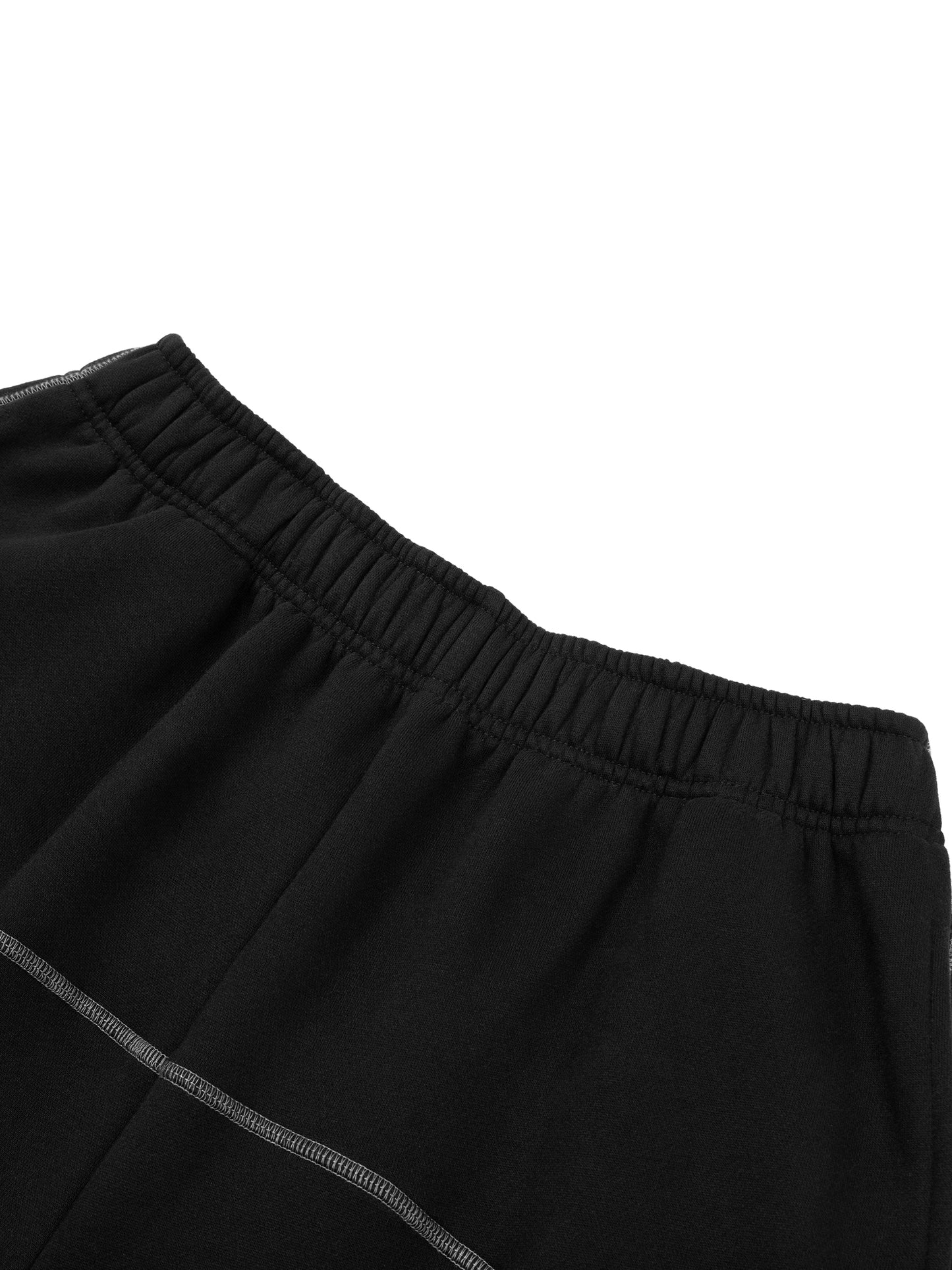 CONTRAST-STITCHED FLEECE SWEATPANTS - BLACK