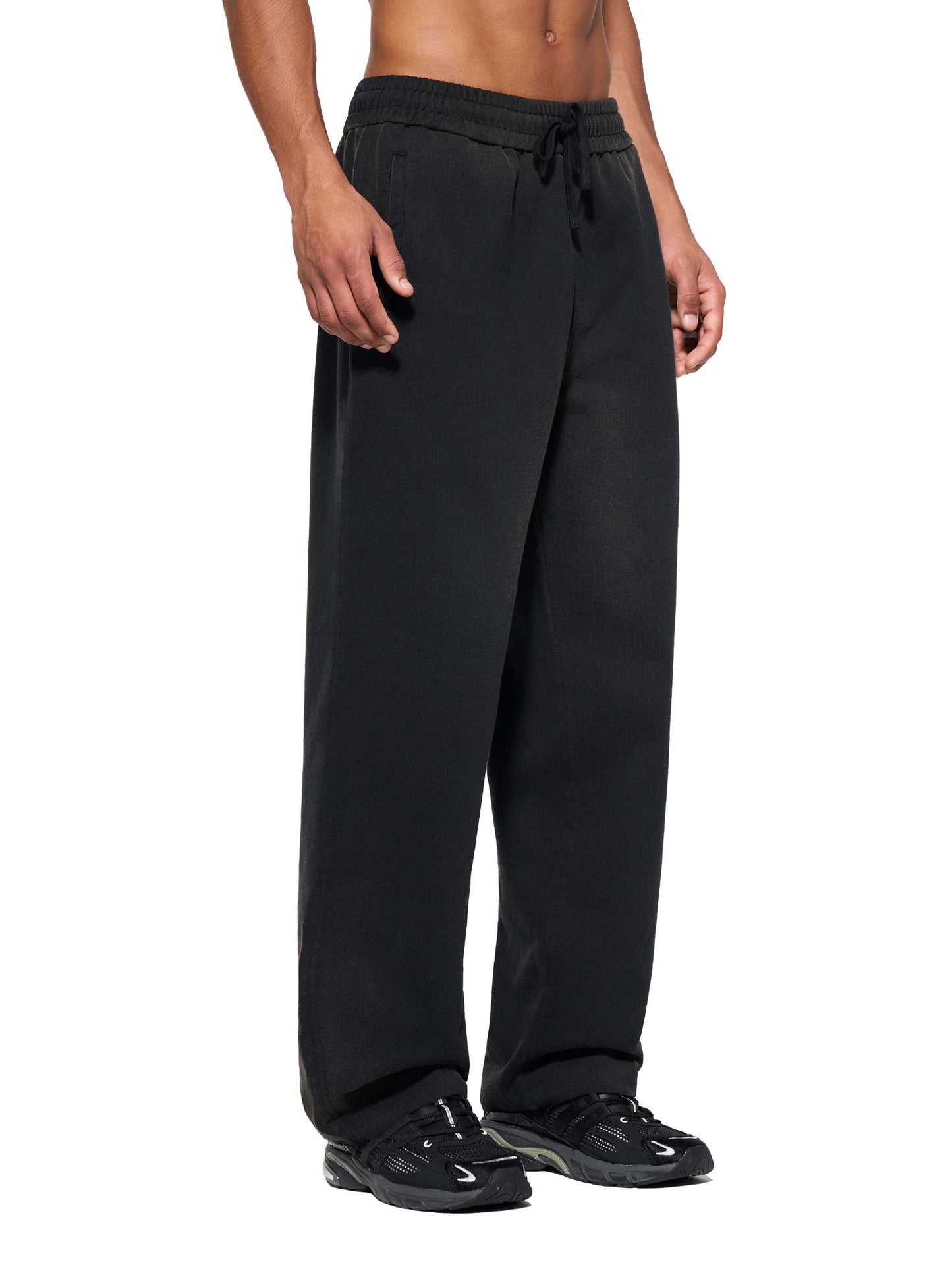 SUNFADE RAW EDGE STRAIGHT-LEG SWEATPANTS - BLACK