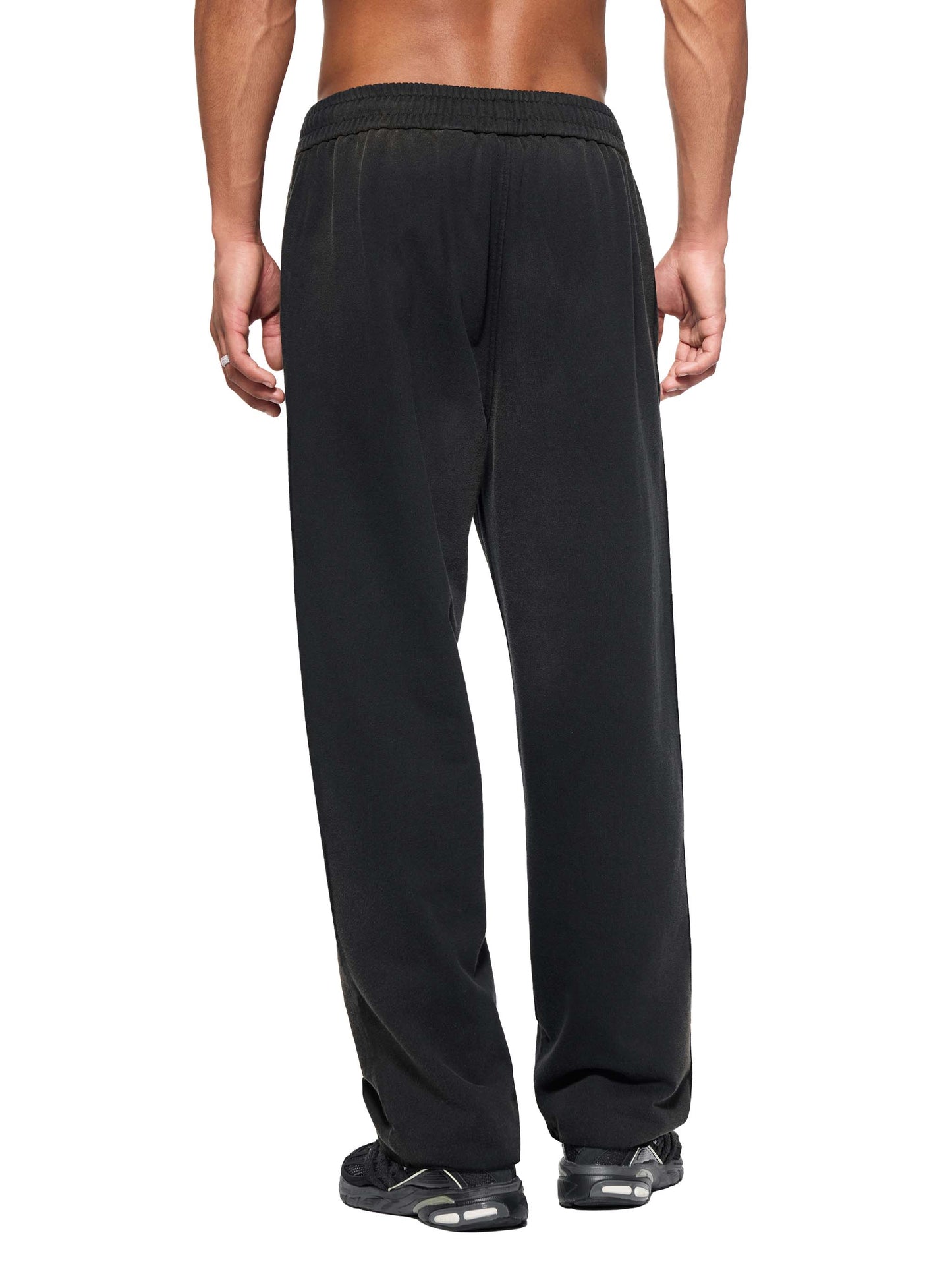 SUNFADE RAW EDGE STRAIGHT-LEG SWEATPANTS - BLACK