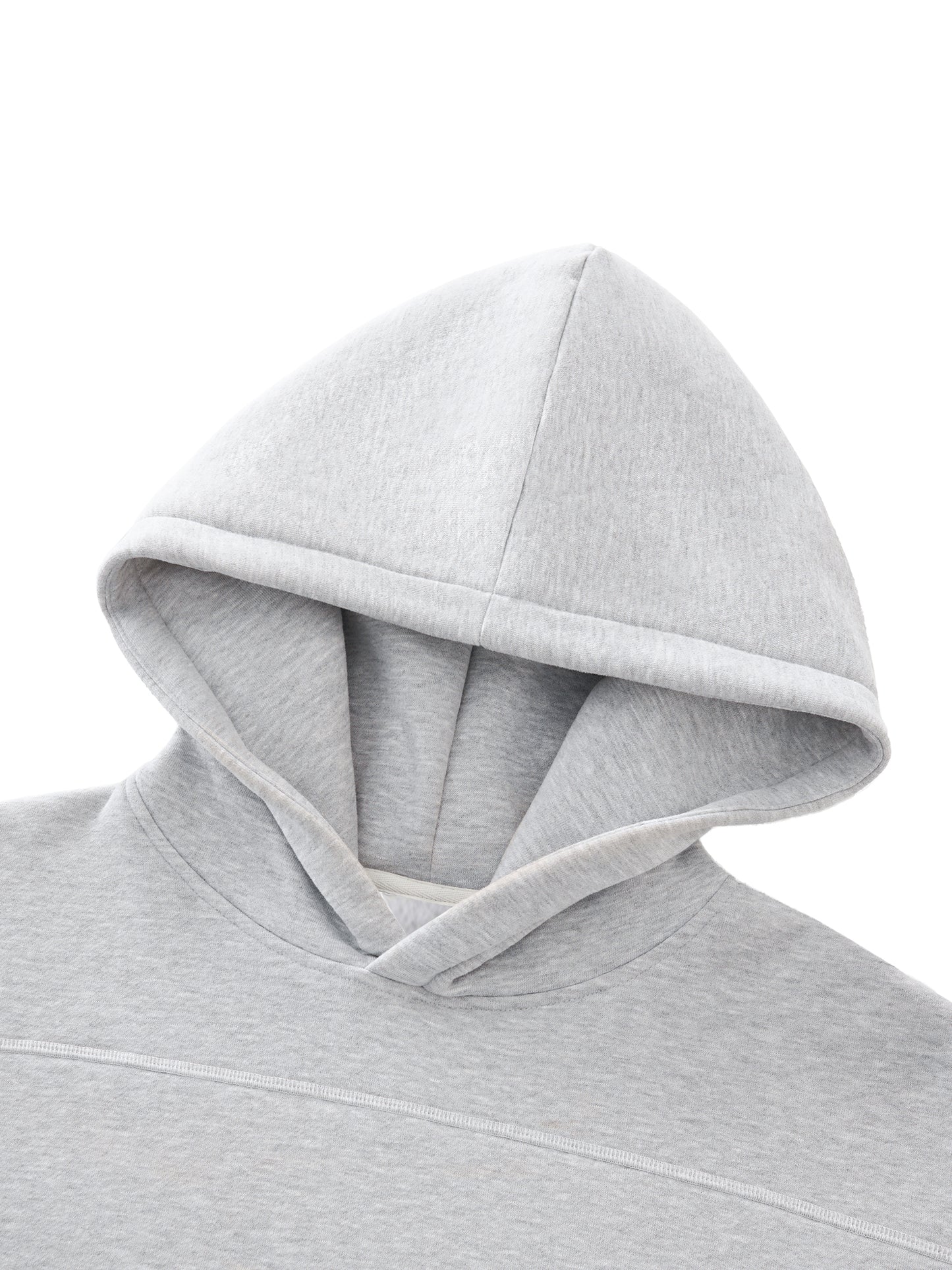 CONTRAST-STITCHED BOXY FLEECE HOODIE - FLOWER GRAY