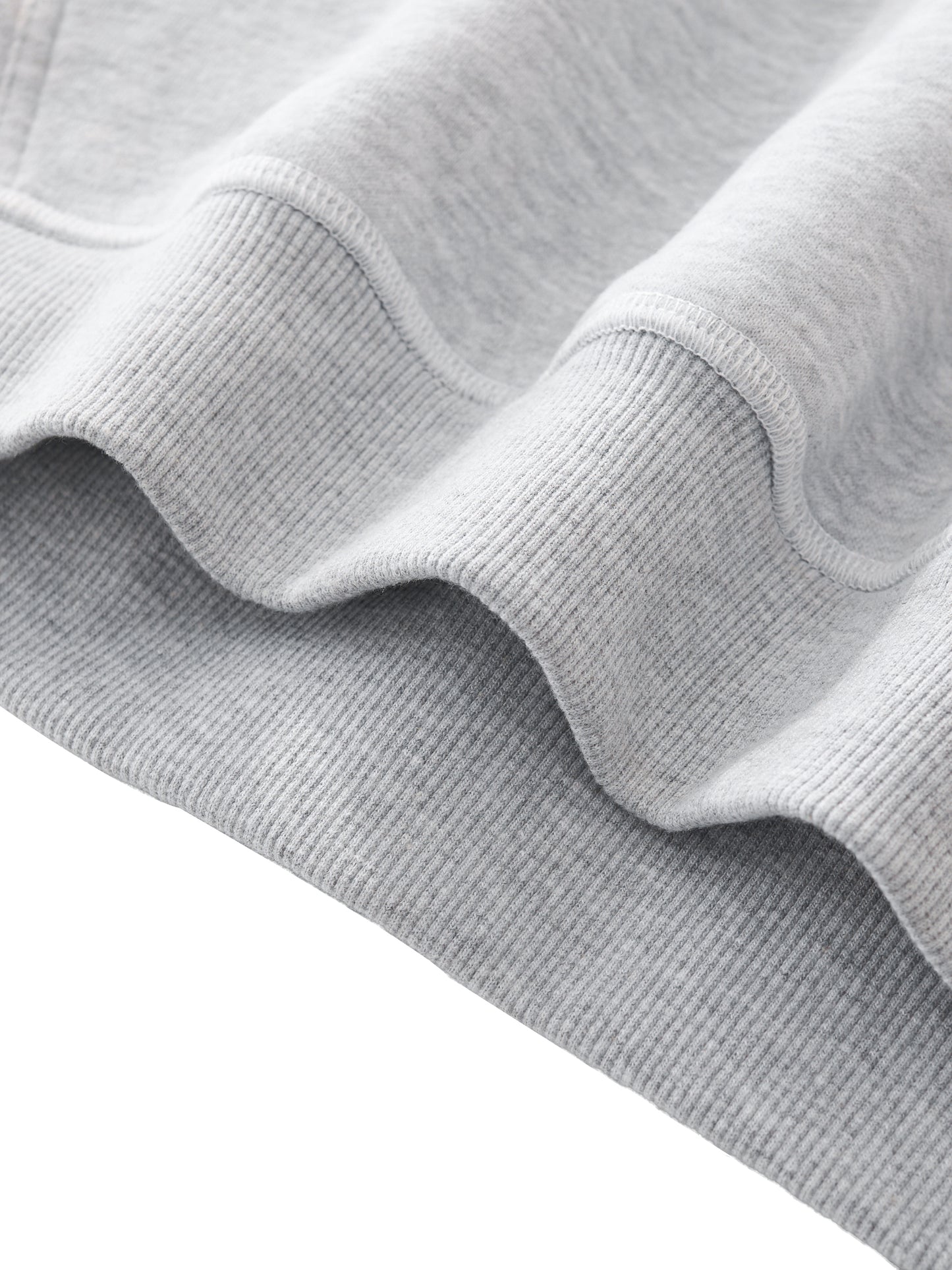 CONTRAST-STITCHED BOXY FLEECE HOODIE - FLOWER GRAY
