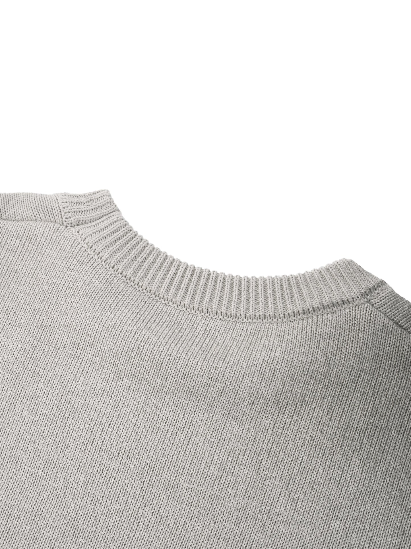 SUNFADE DISTRESSED RIPPED CREWNECK SWEATER - LIGHT GRAY