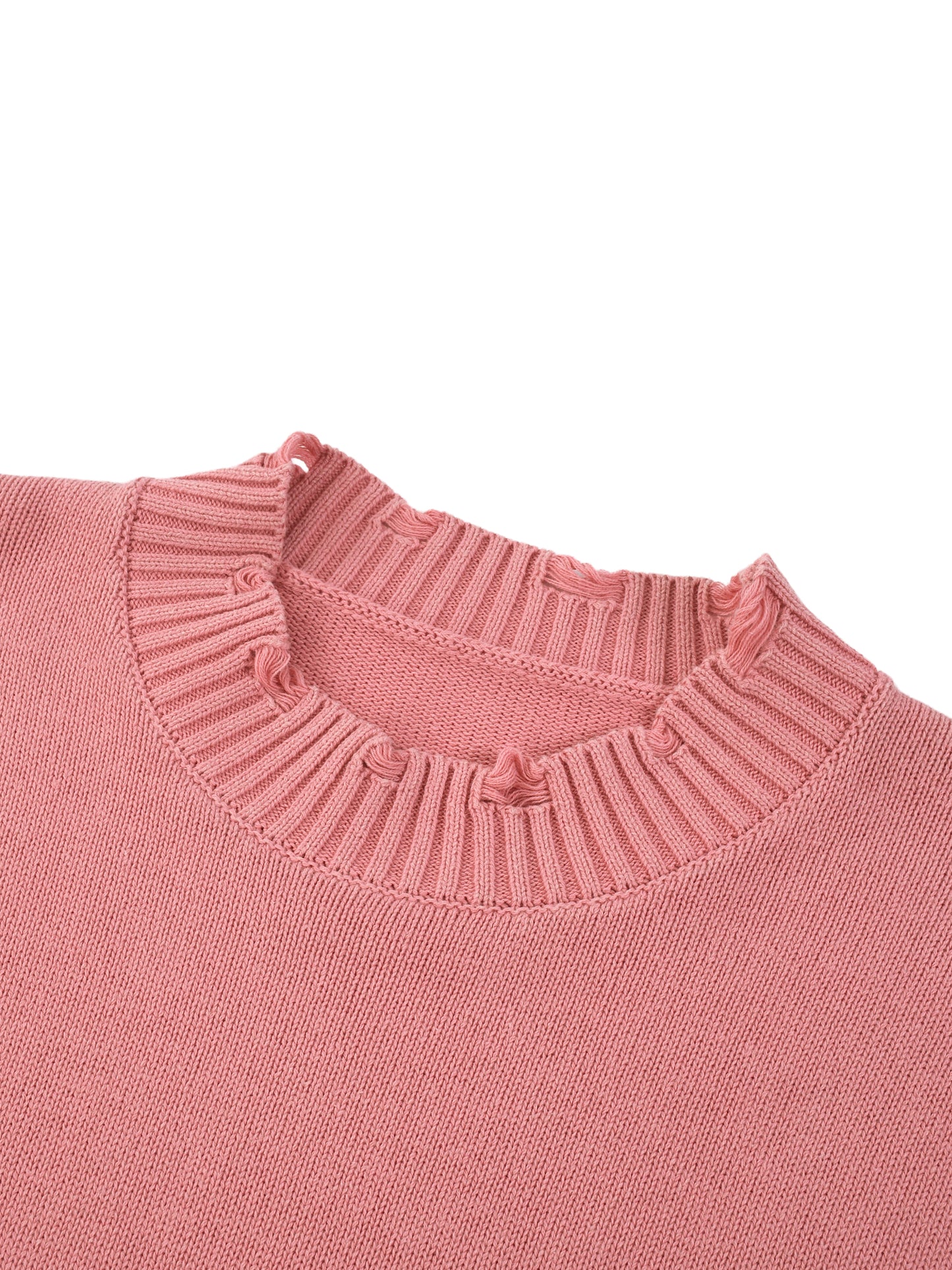 VINTAGE WASHED HAND-FRAYED SWEATER - GRAY