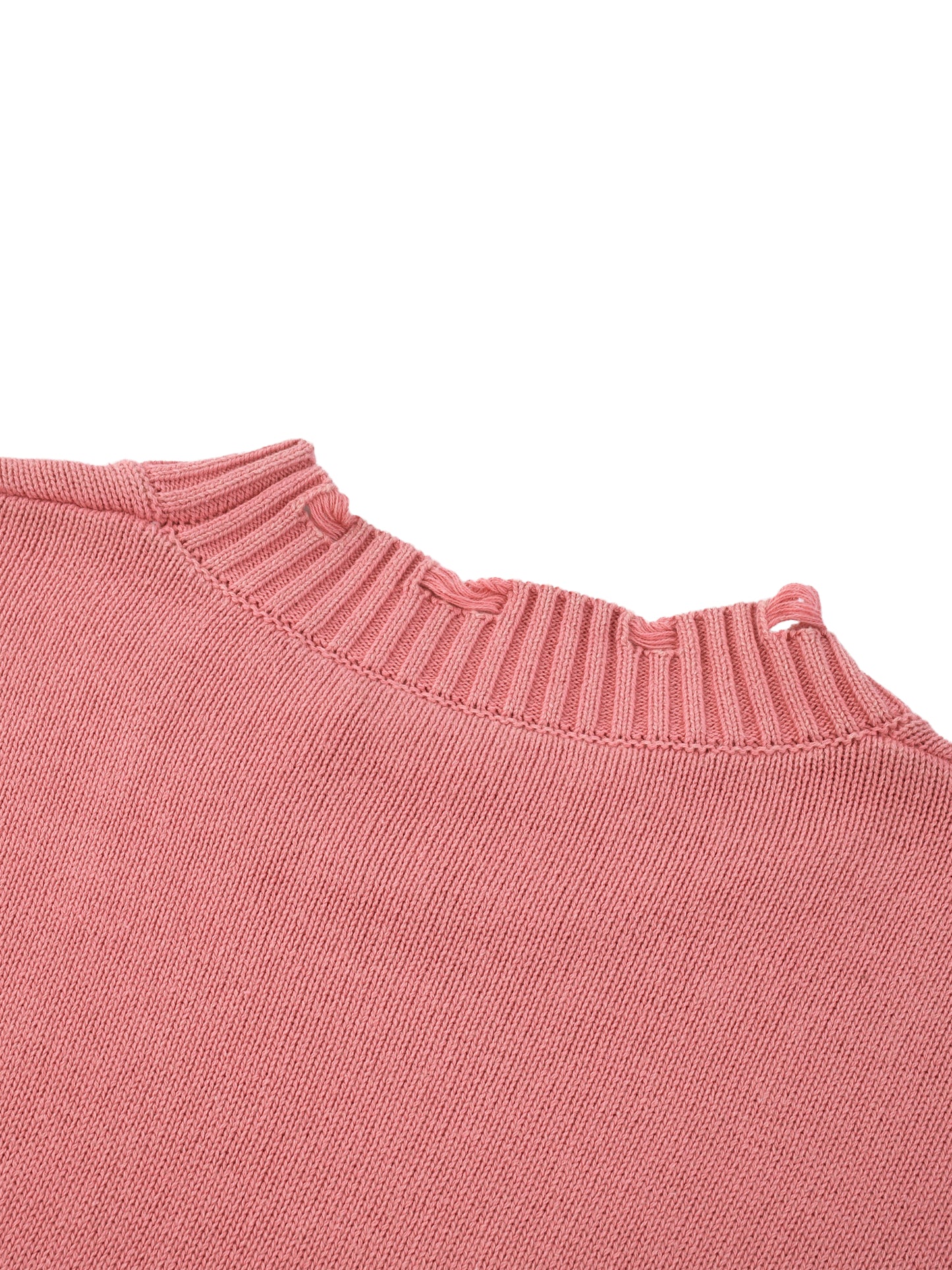 VINTAGE WASHED HAND-FRAYED SWEATER - GRAY