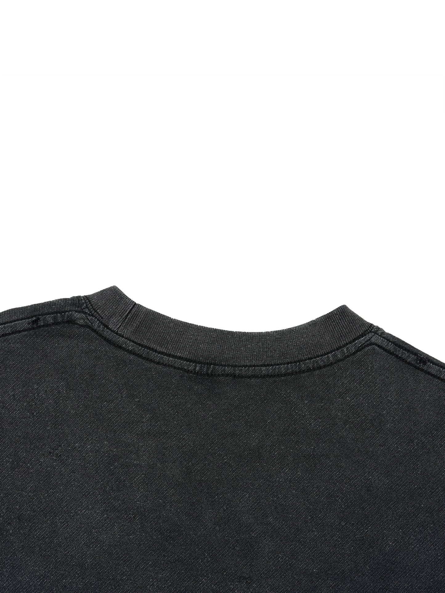 VINTAGE WASH BOXY DISTRESSED HEM T-SHIRT - WHITE