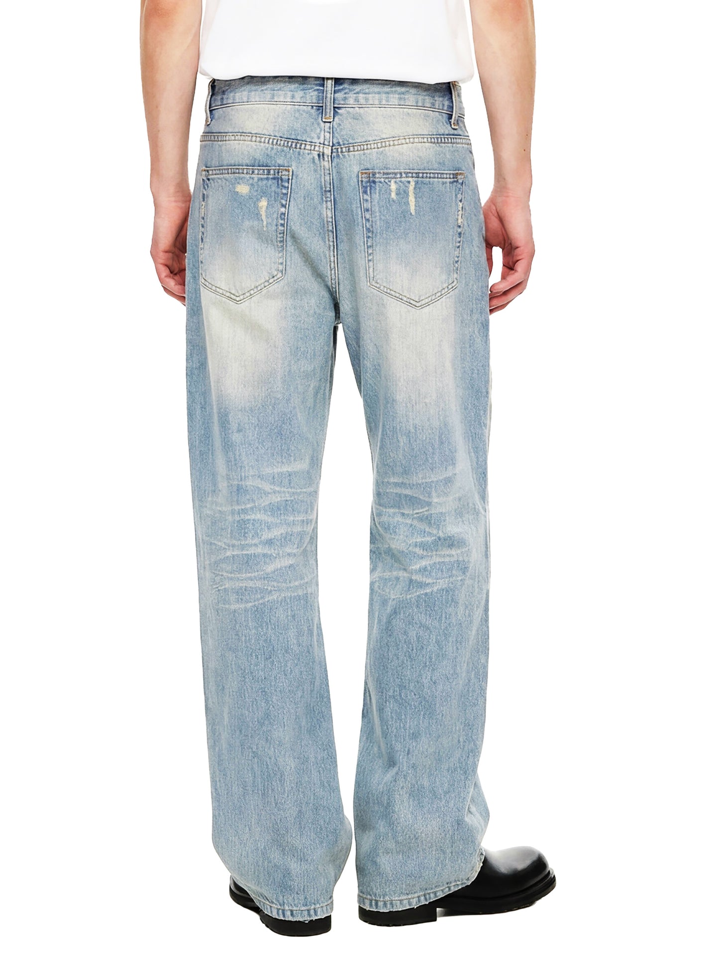 SUNFADE RAW HEM DENIM JEANS - BLUE