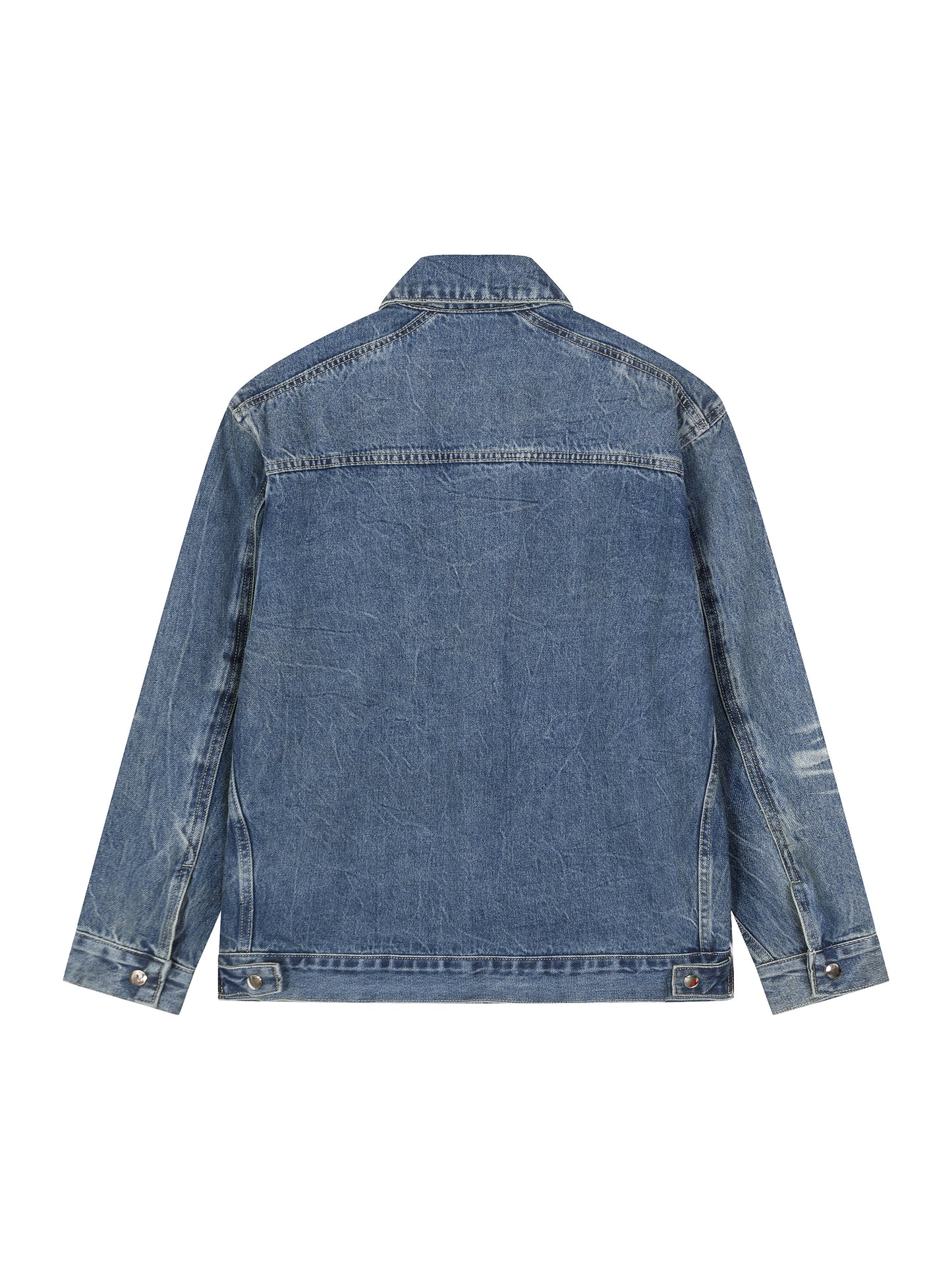 VINTAGE WASH ZIP UP DENIM JACKET - BLUE