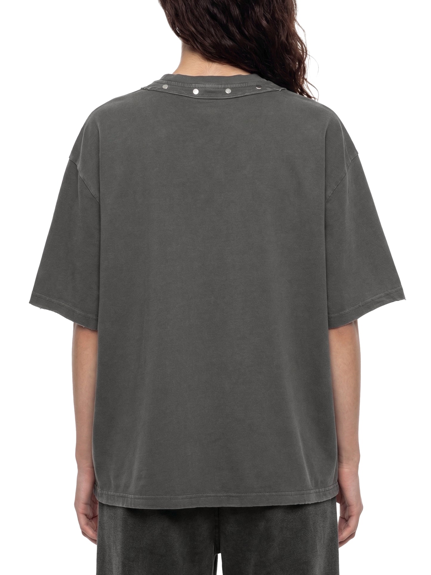 WASHED BOXY STUDDED T-SHIRT - DARK GRAY