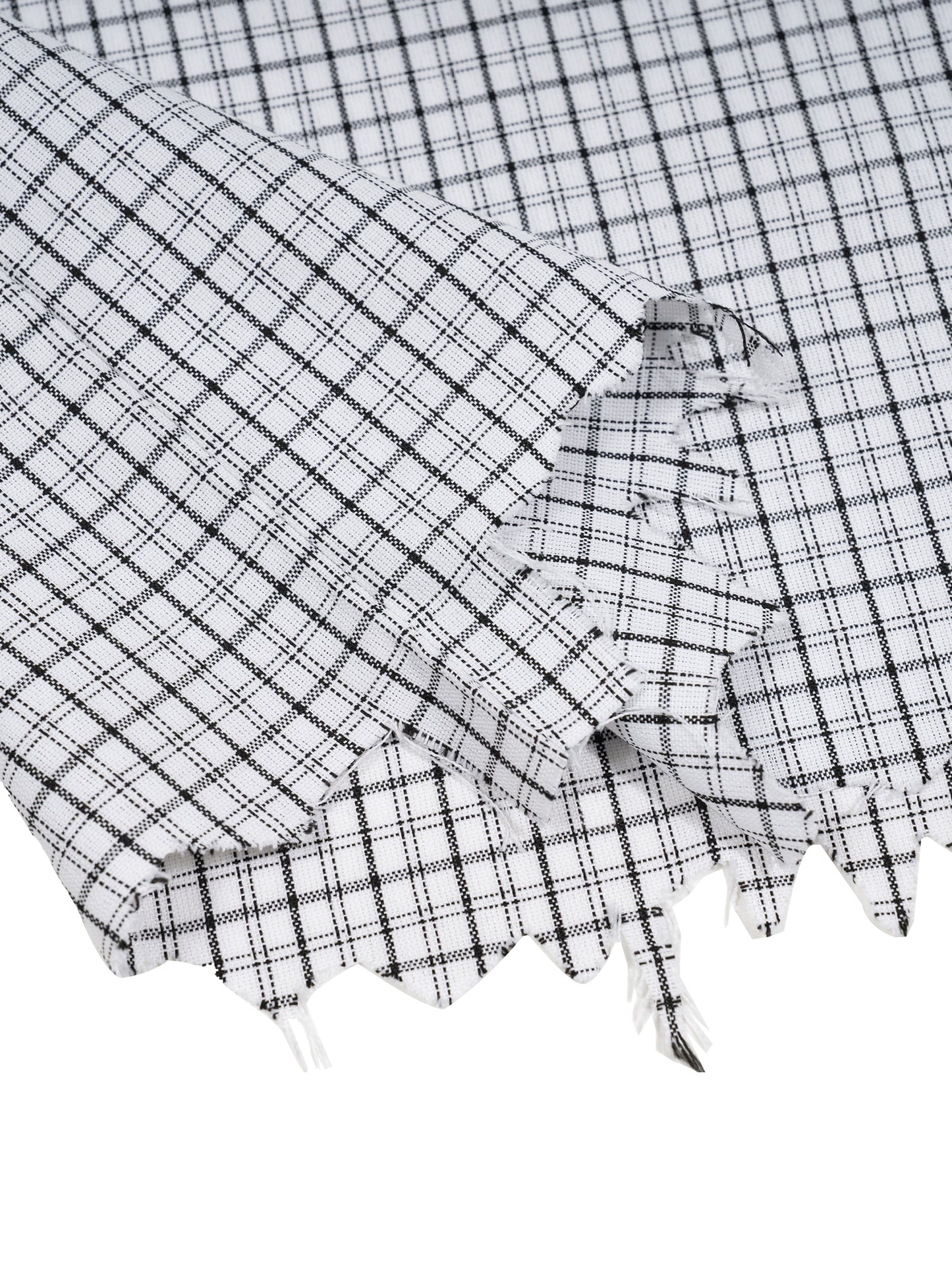 DISTRESSED PLAID BOXY SHIRT - WHITE