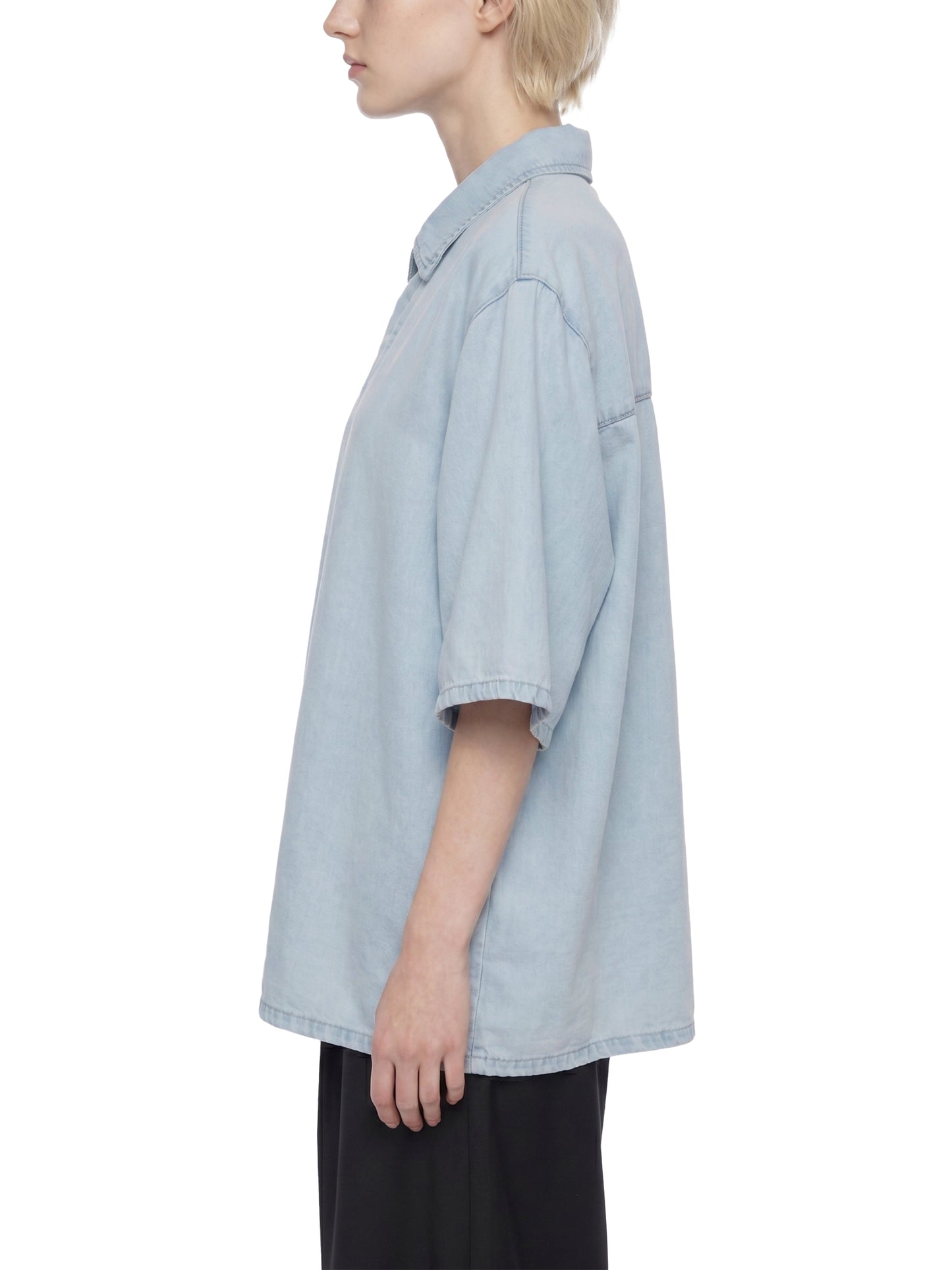 VINTAGE WASH DROP SHOULDER LYOCELL SHIRT - LIGHT BLUE