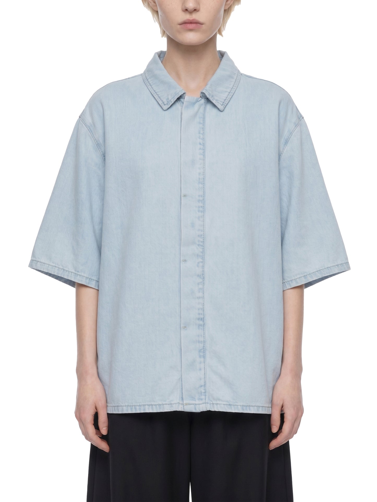 VINTAGE WASH DROP SHOULDER LYOCELL SHIRT - LIGHT BLUE