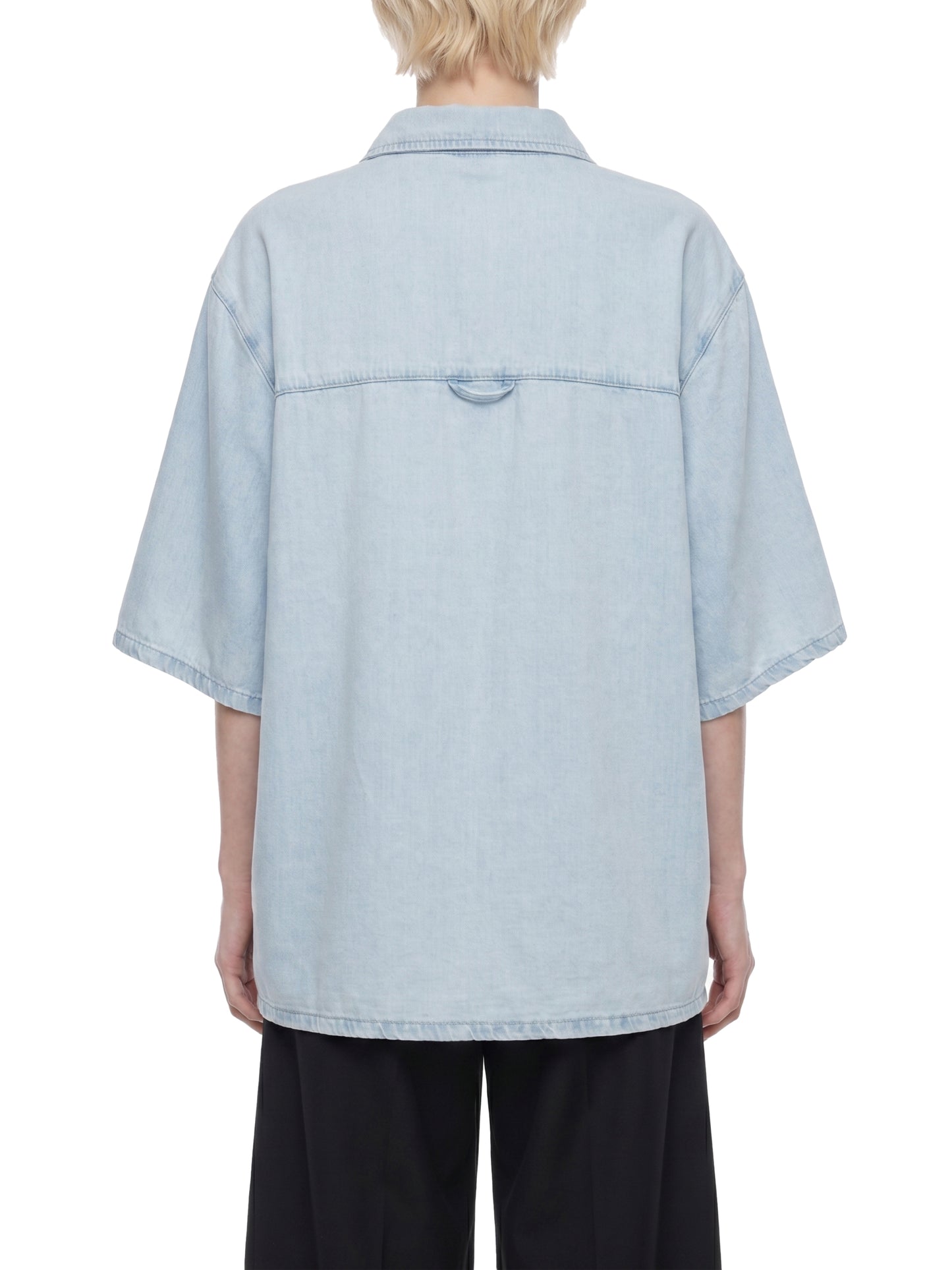 VINTAGE WASH DROP SHOULDER LYOCELL SHIRT - LIGHT BLUE