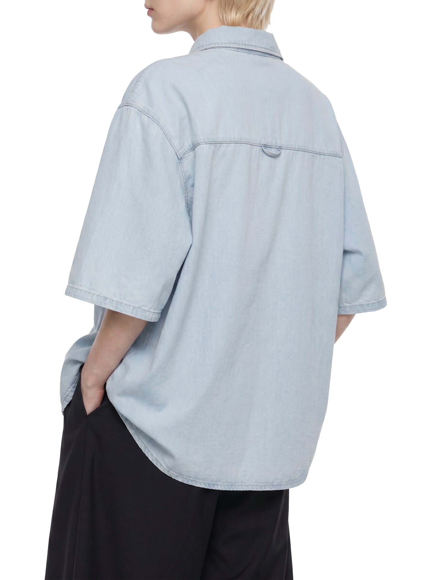 VINTAGE WASH DROP SHOULDER LYOCELL SHIRT - LIGHT BLUE