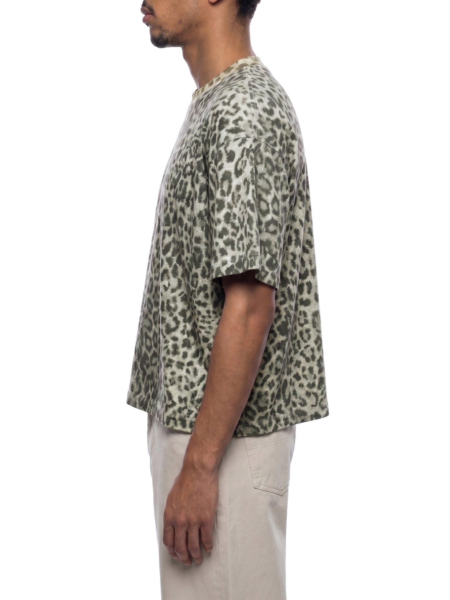 LEOPARD PRINT BOXY T-SHIRT - LEOPARD GRAY