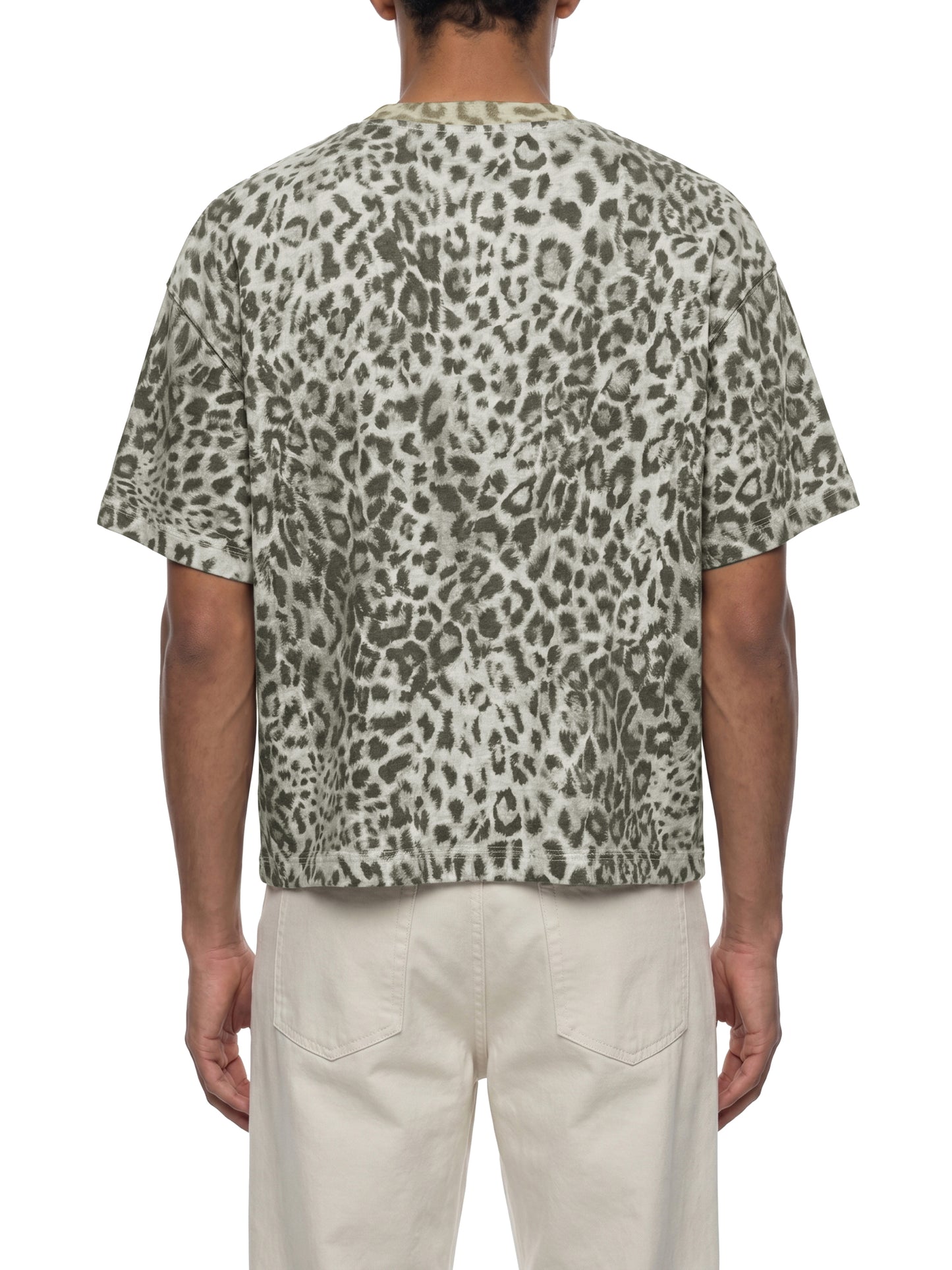 LEOPARD PRINT BOXY T-SHIRT - LEOPARD GRAY