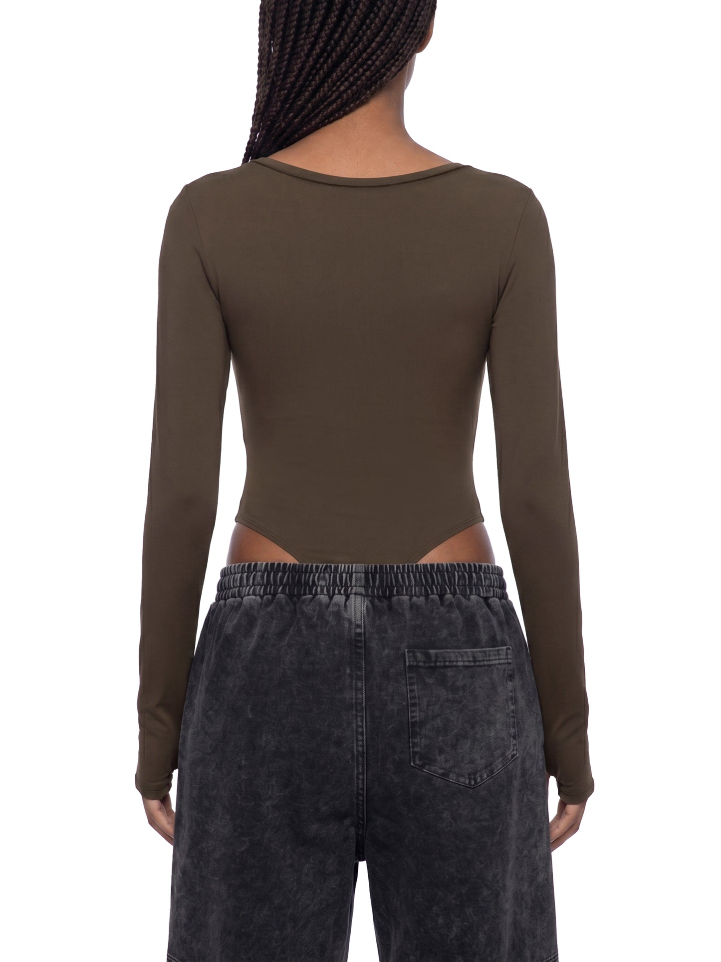 TIGHT LONG SLEEVE BODYSUIT - BLACK