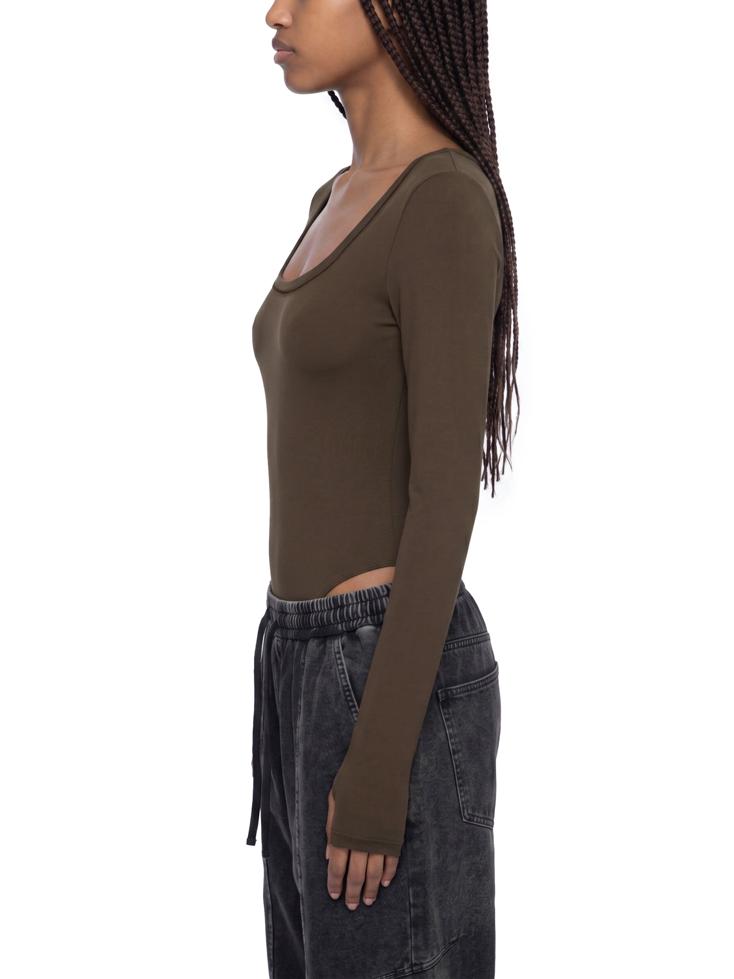 TIGHT LONG SLEEVE BODYSUIT - BLACK