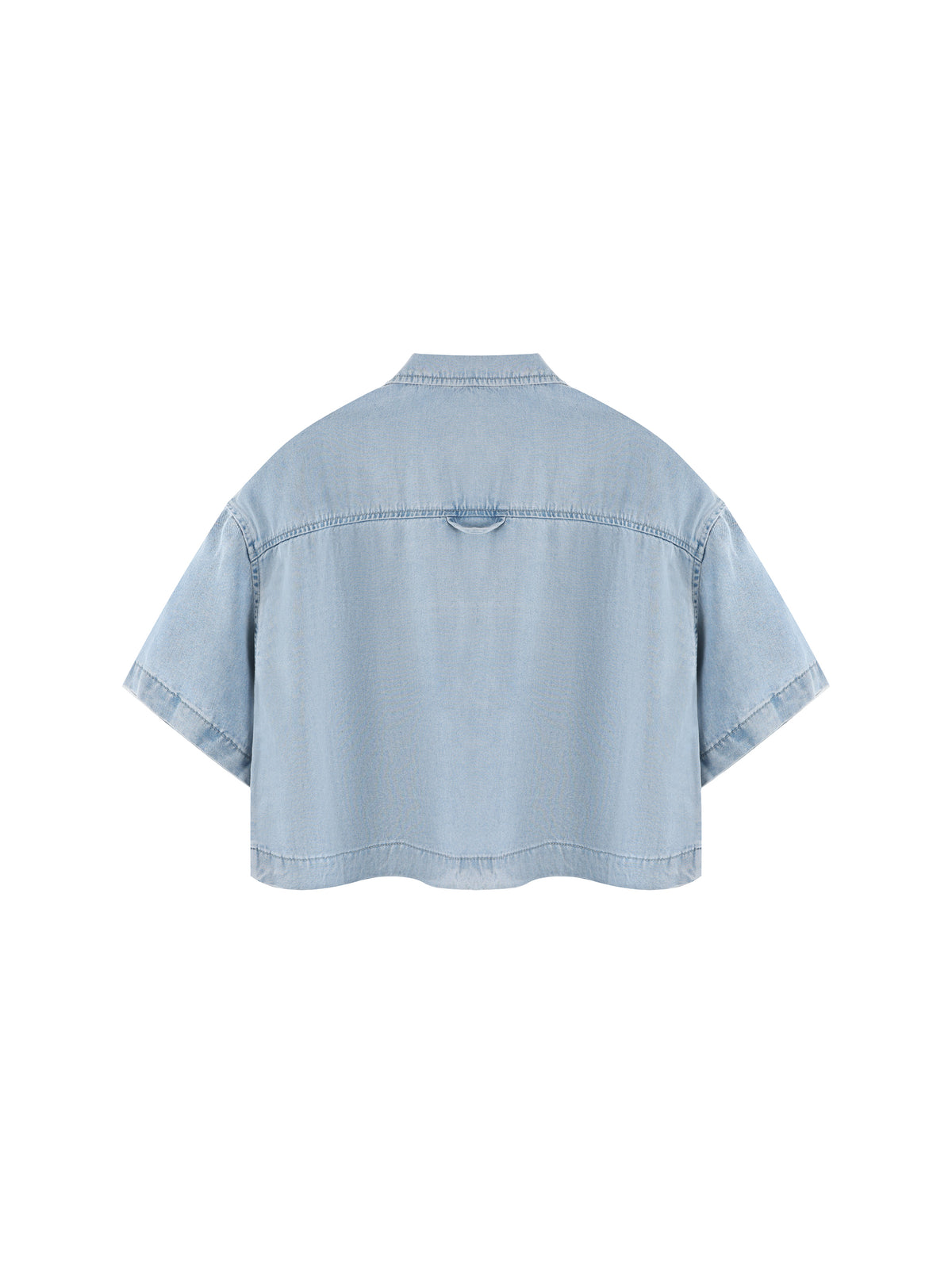 Women's Vintage Wash Boxy Cropped Shirt - Light Blue