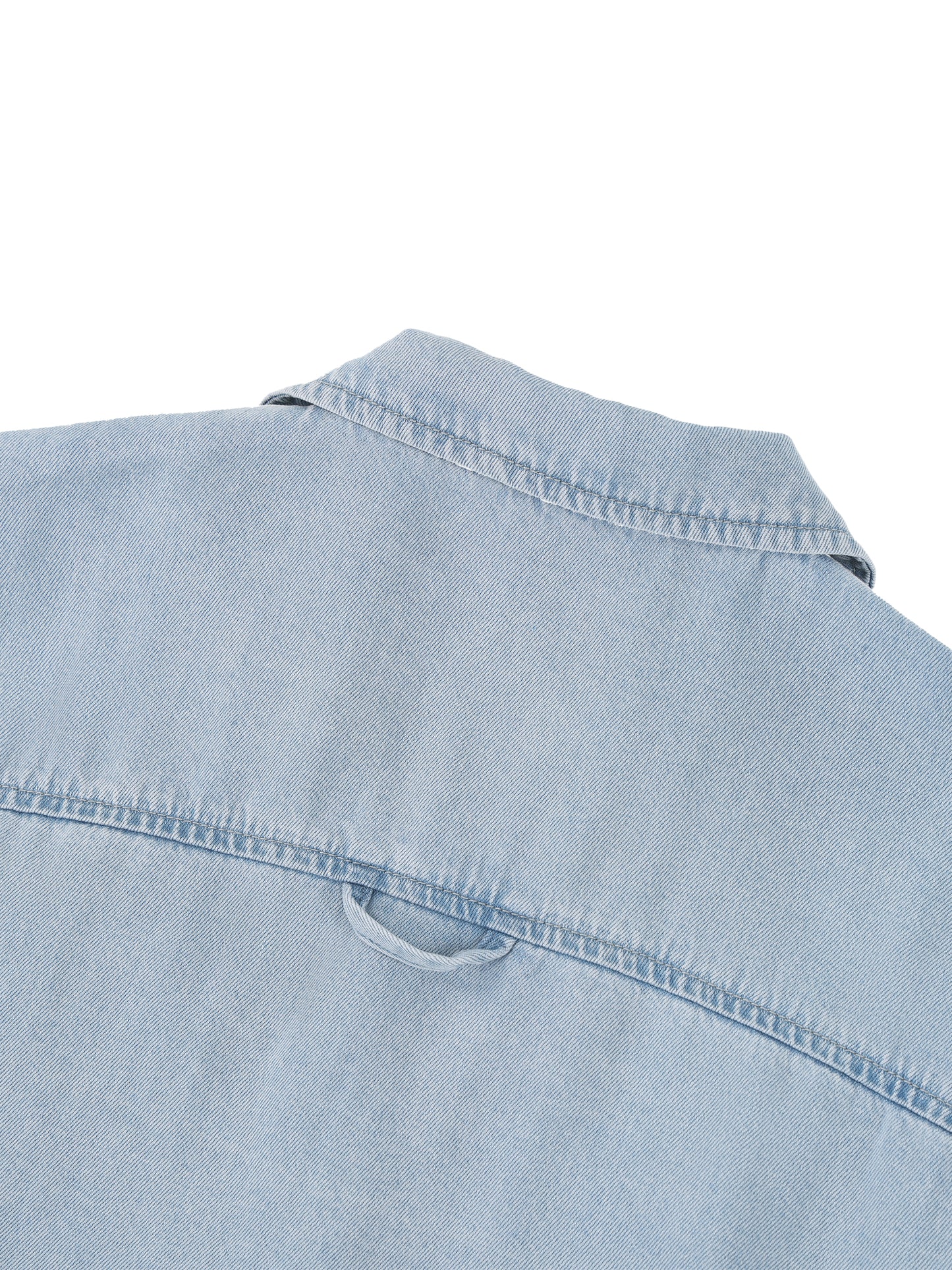 VINTAGE WASH BOXY CROPPED SHIRT - LIGHT BLUE