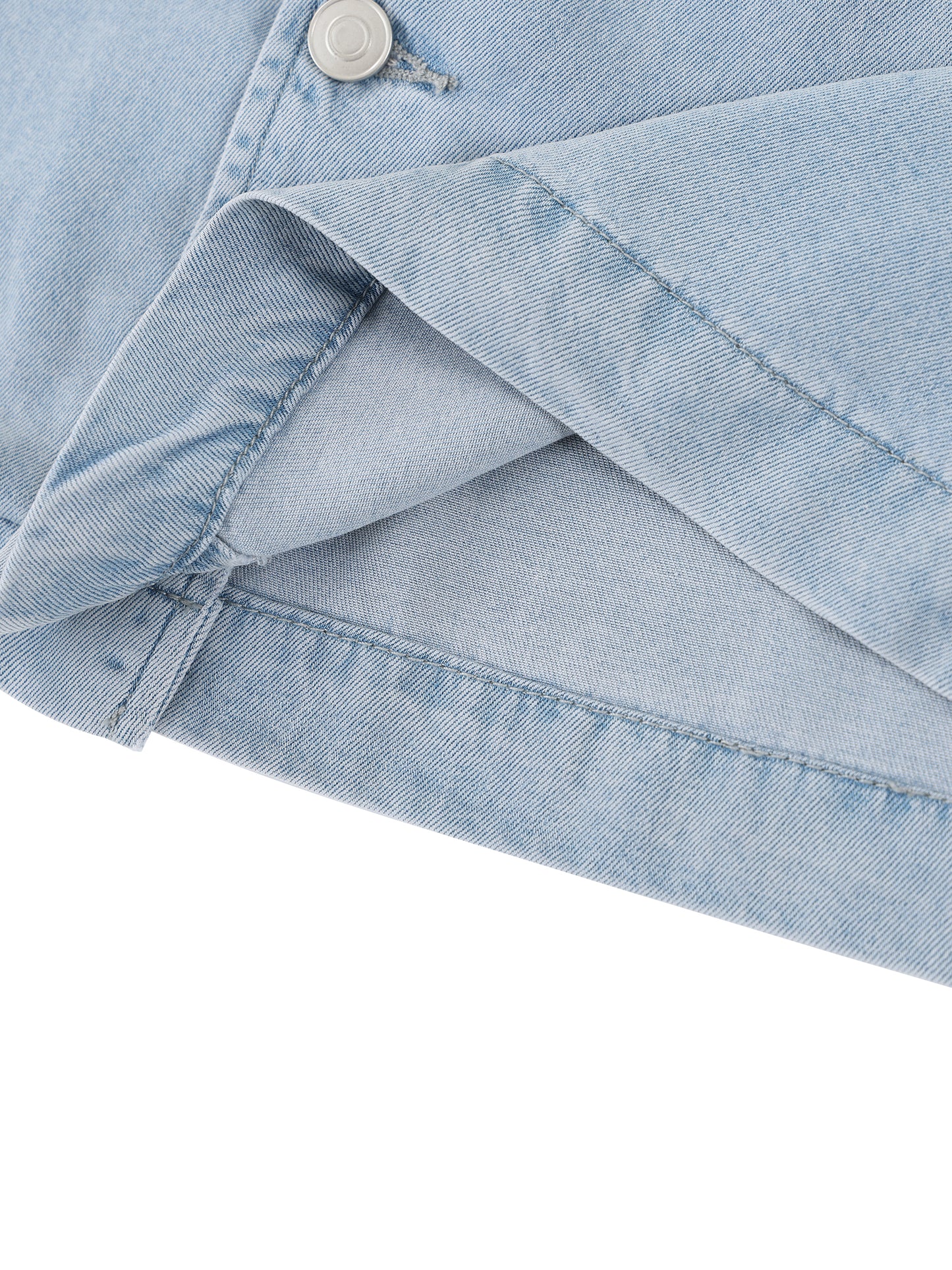 VINTAGE WASH BOXY CROPPED SHIRT - LIGHT BLUE