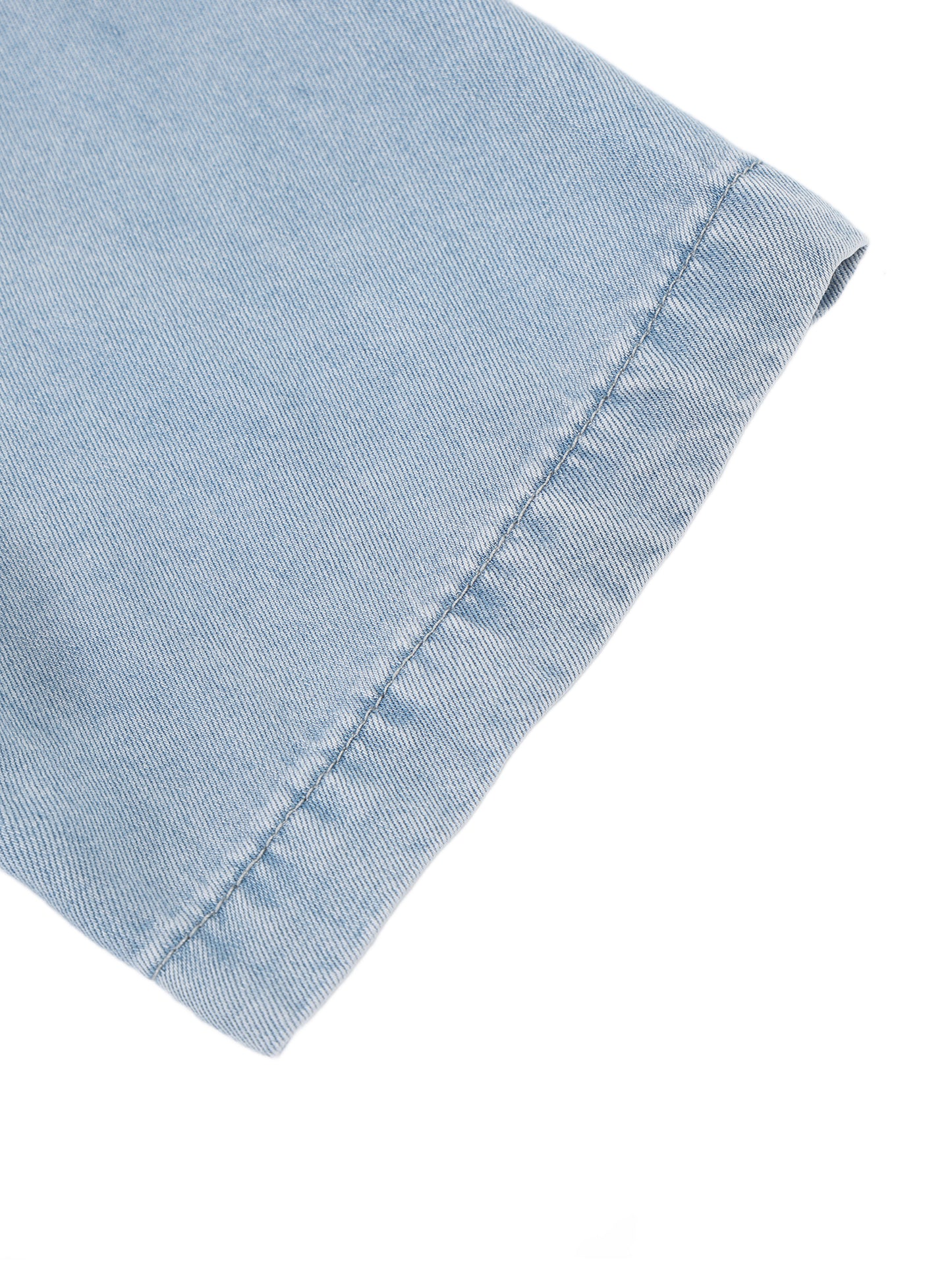 VINTAGE WASH BOXY CROPPED SHIRT - LIGHT BLUE