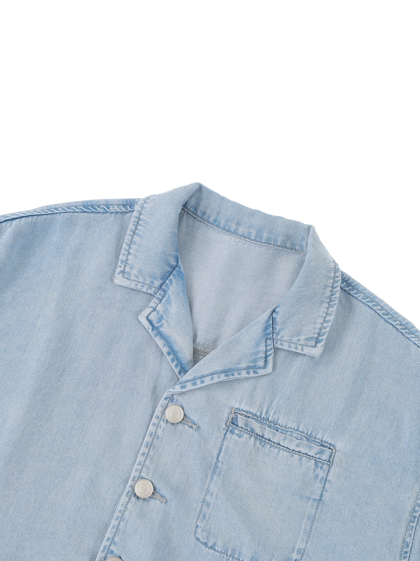 VINTAGE WASH BOXY CROPPED SHIRT - LIGHT BLUE