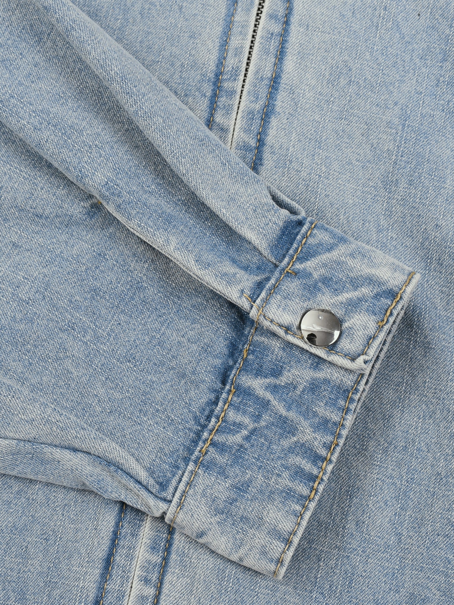 VINTAGE WASH FULL-ZIP DENIM JACKET - BLUE