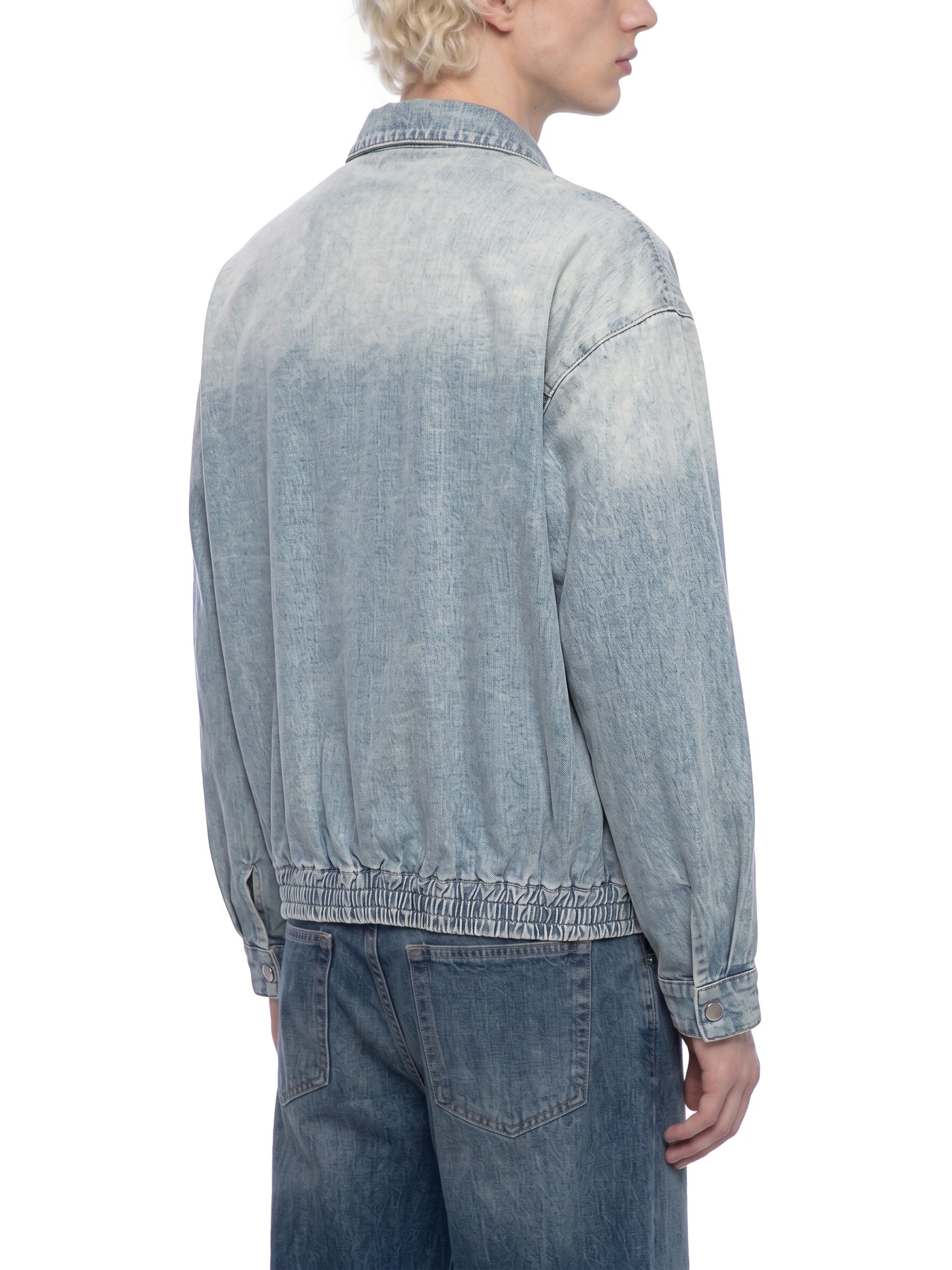 VINTAGE WASH FULL-ZIP DENIM JACKET - BLUE