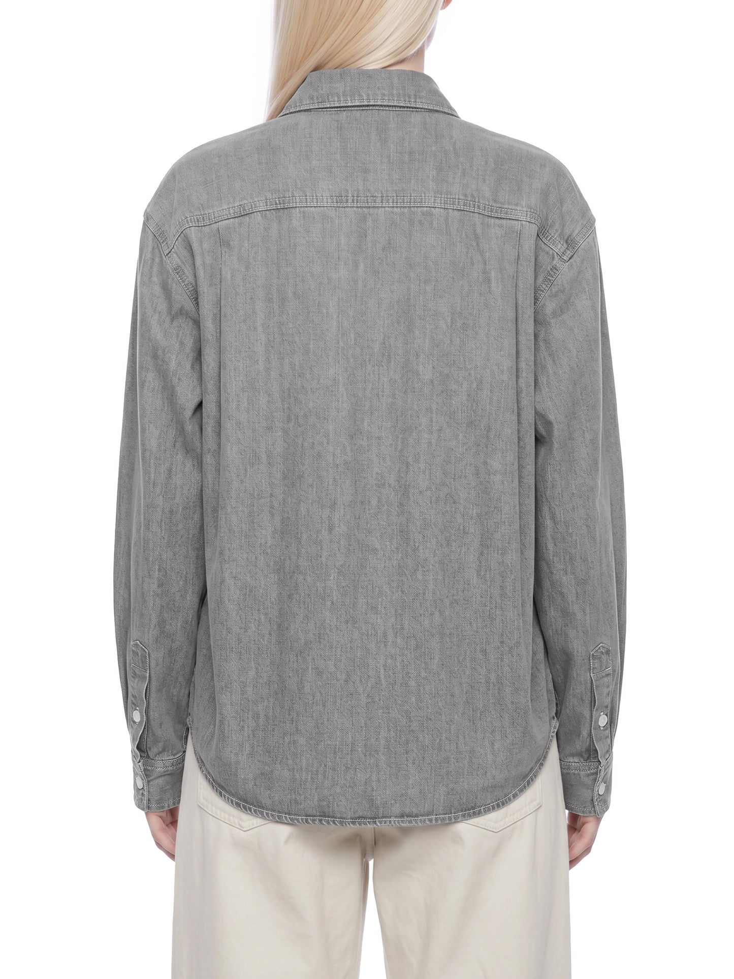 VINTAGE WASH DENIM SHIRT - LIGHT GRAY