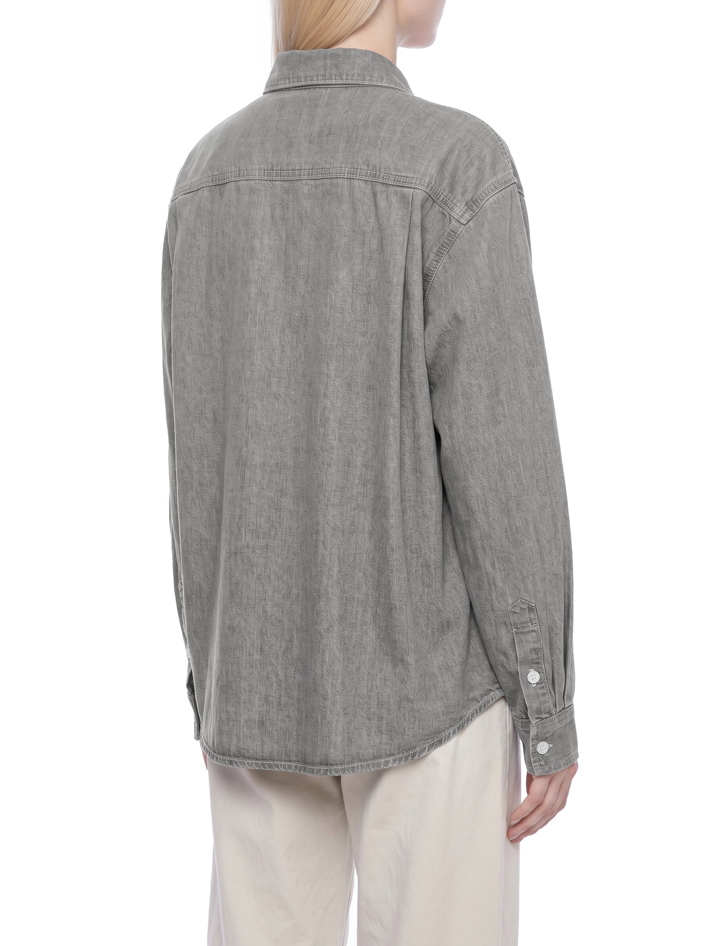 VINTAGE WASH DENIM SHIRT - LIGHT GRAY