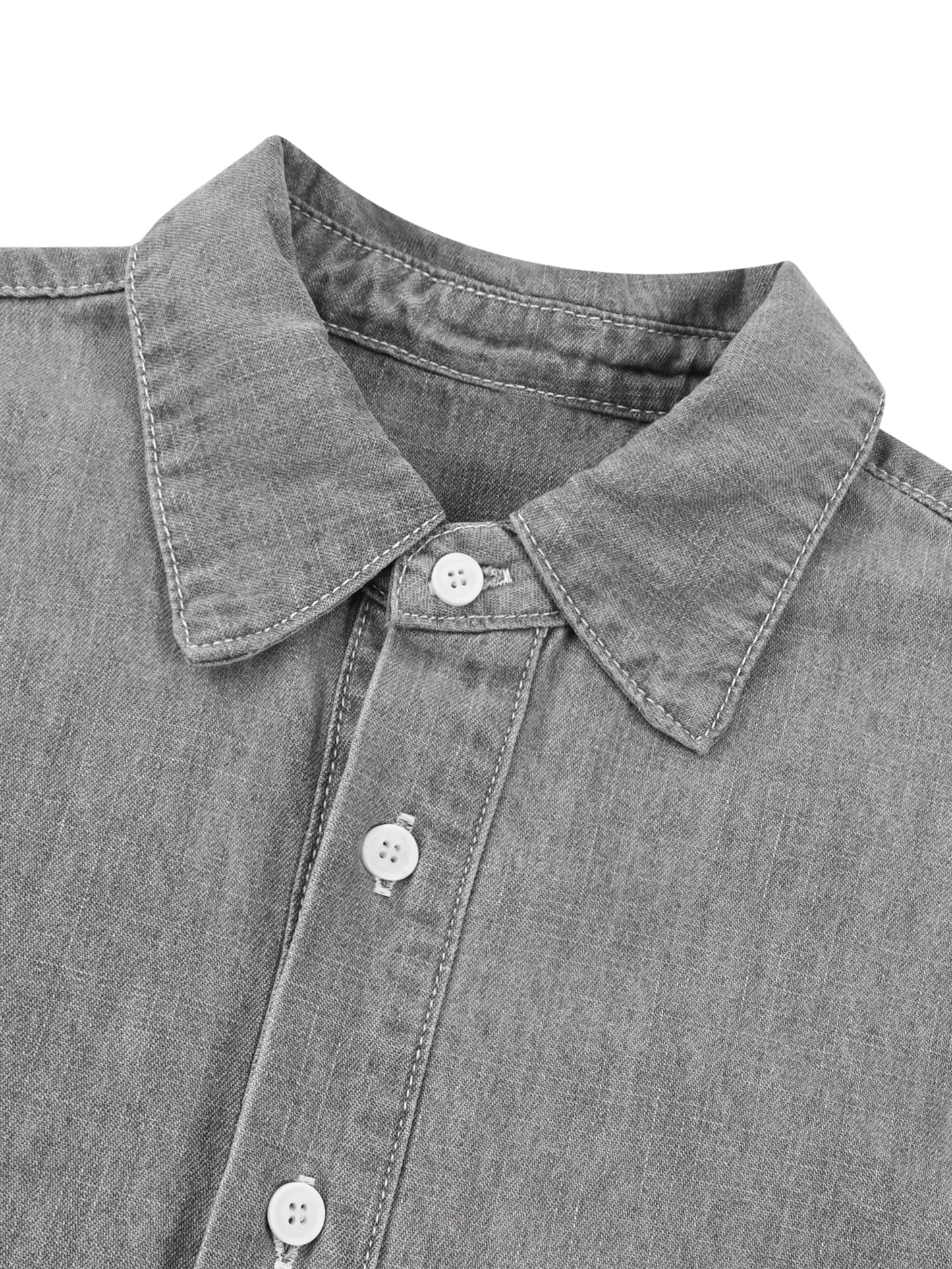 VINTAGE WASH DENIM SHIRT - LIGHT GRAY