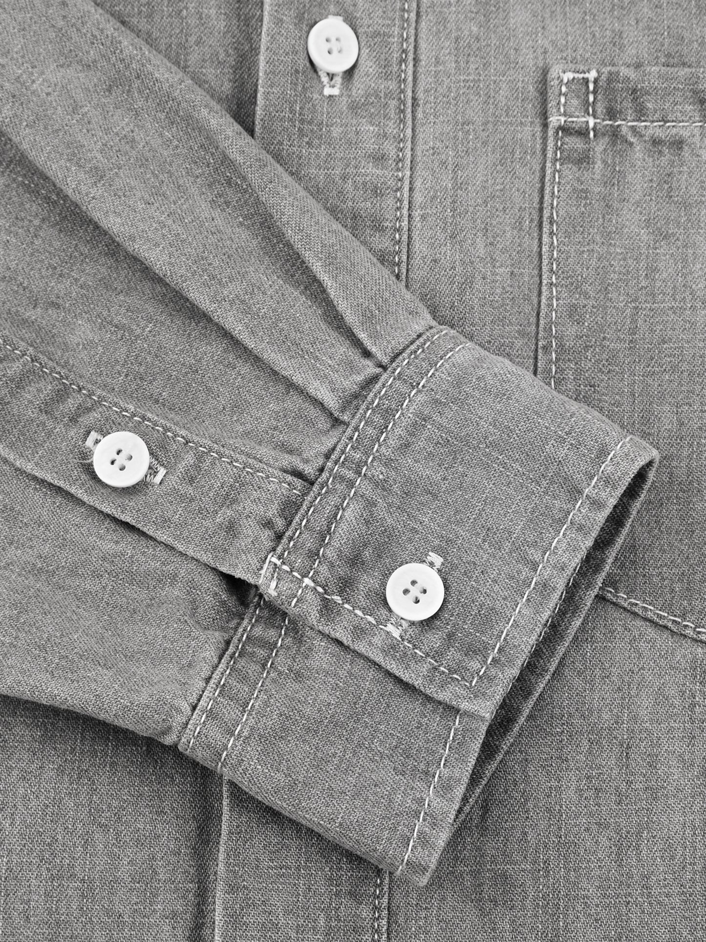 VINTAGE WASH DENIM SHIRT - LIGHT GRAY