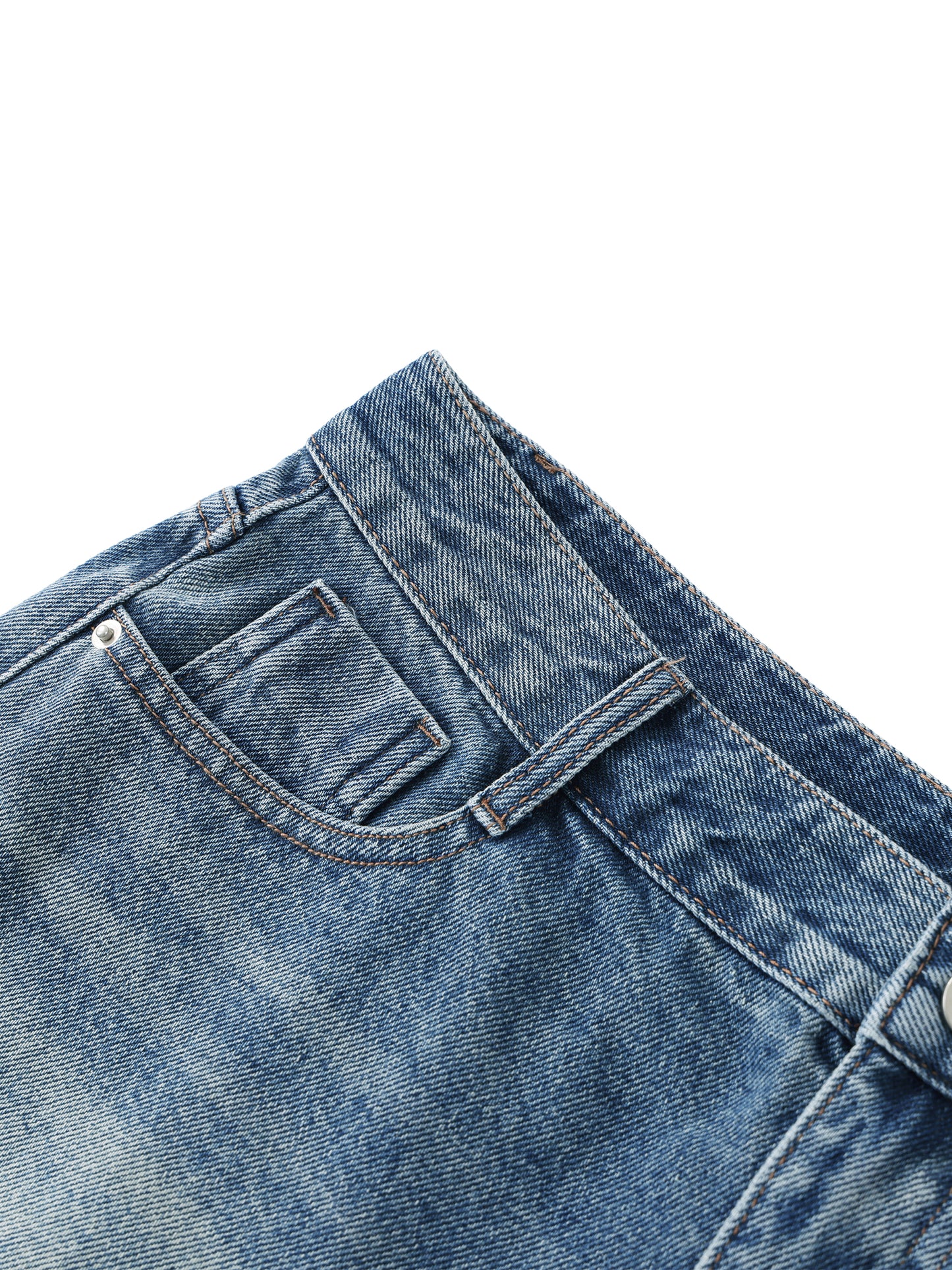 VINTAGE WASH RAW HEM DENIM SHORTS - BLUE