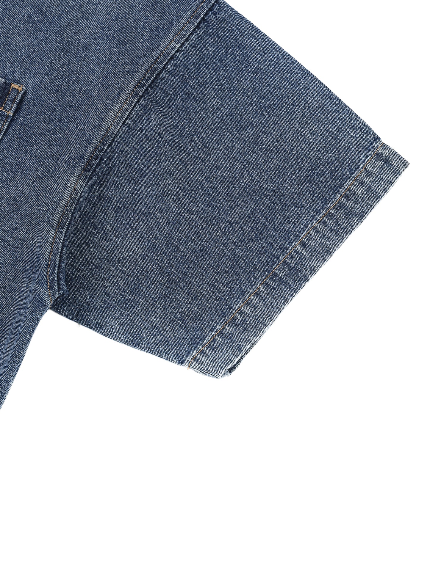 VINTAGE WASH BOXY QUARTER-ZIP DENIM SHIRT - BLACK