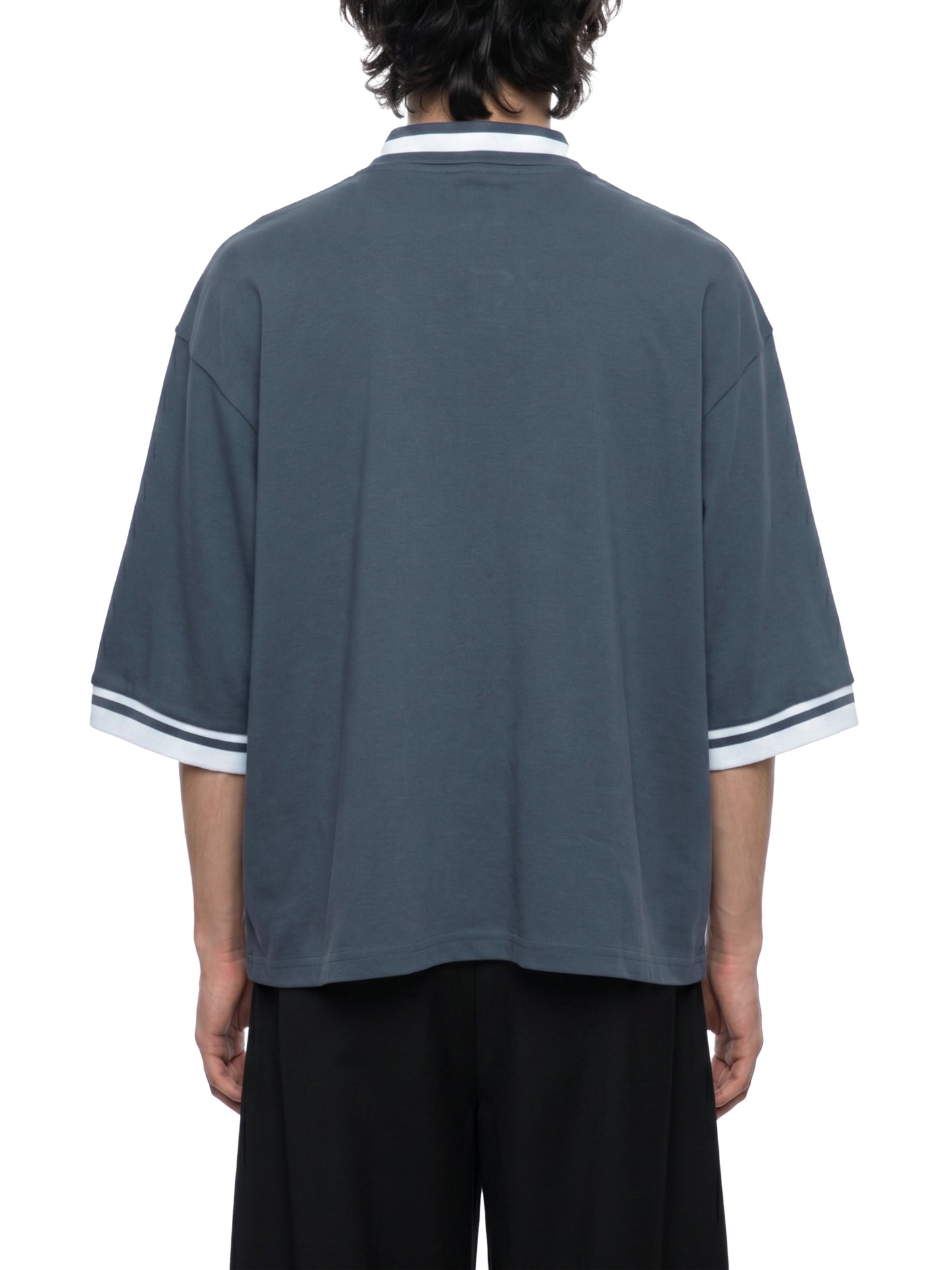 BOXY HEAVYWEIGHT BASEBALL JERSEY - NAVY BLUE