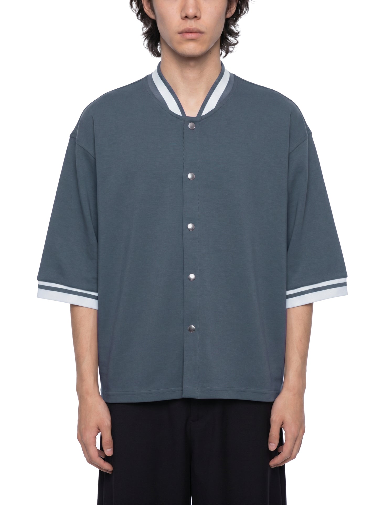 BOXY HEAVYWEIGHT BASEBALL JERSEY - NAVY BLUE