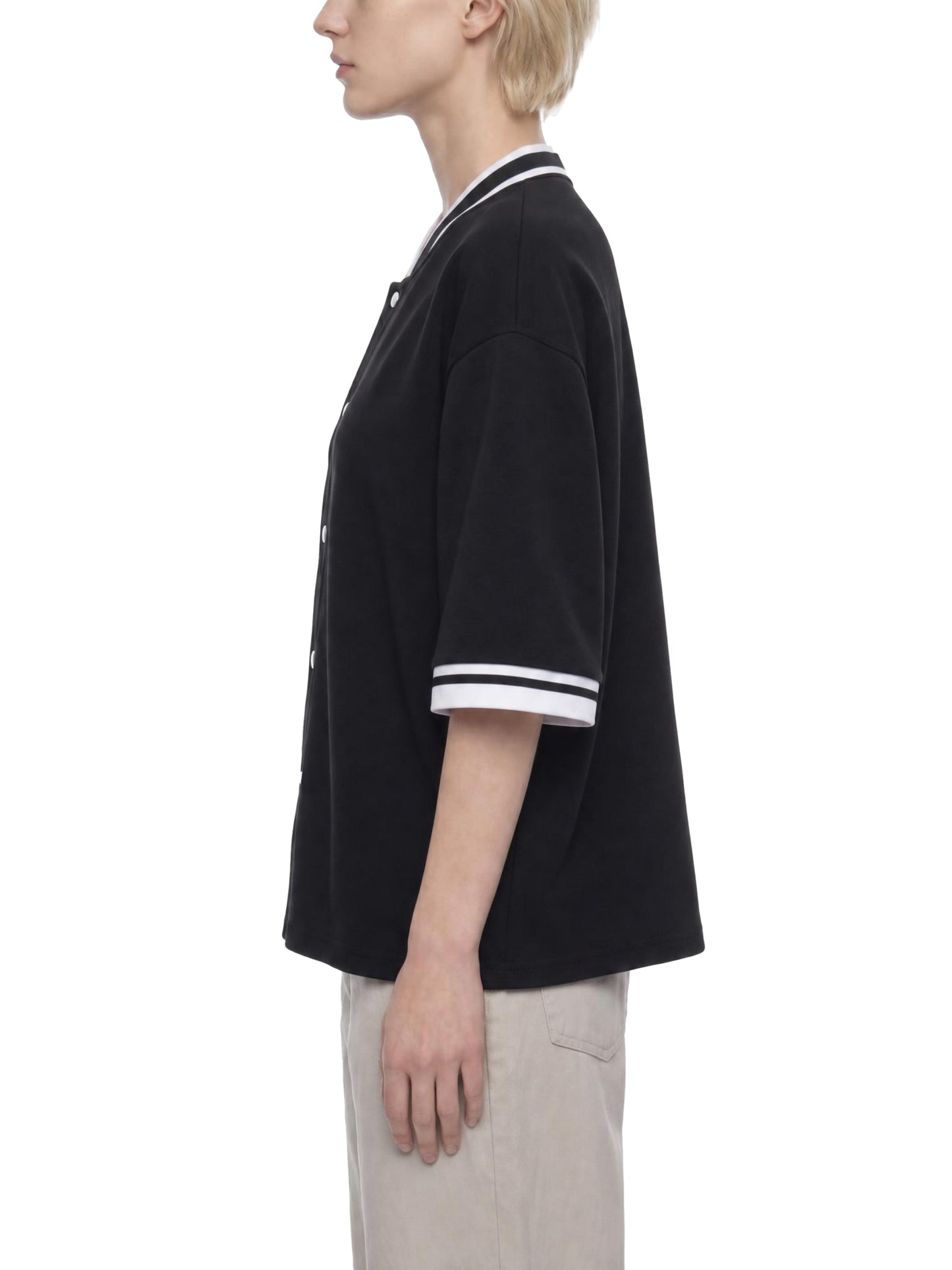 BOXY HEAVYWEIGHT BASEBALL JERSEY - BLACK