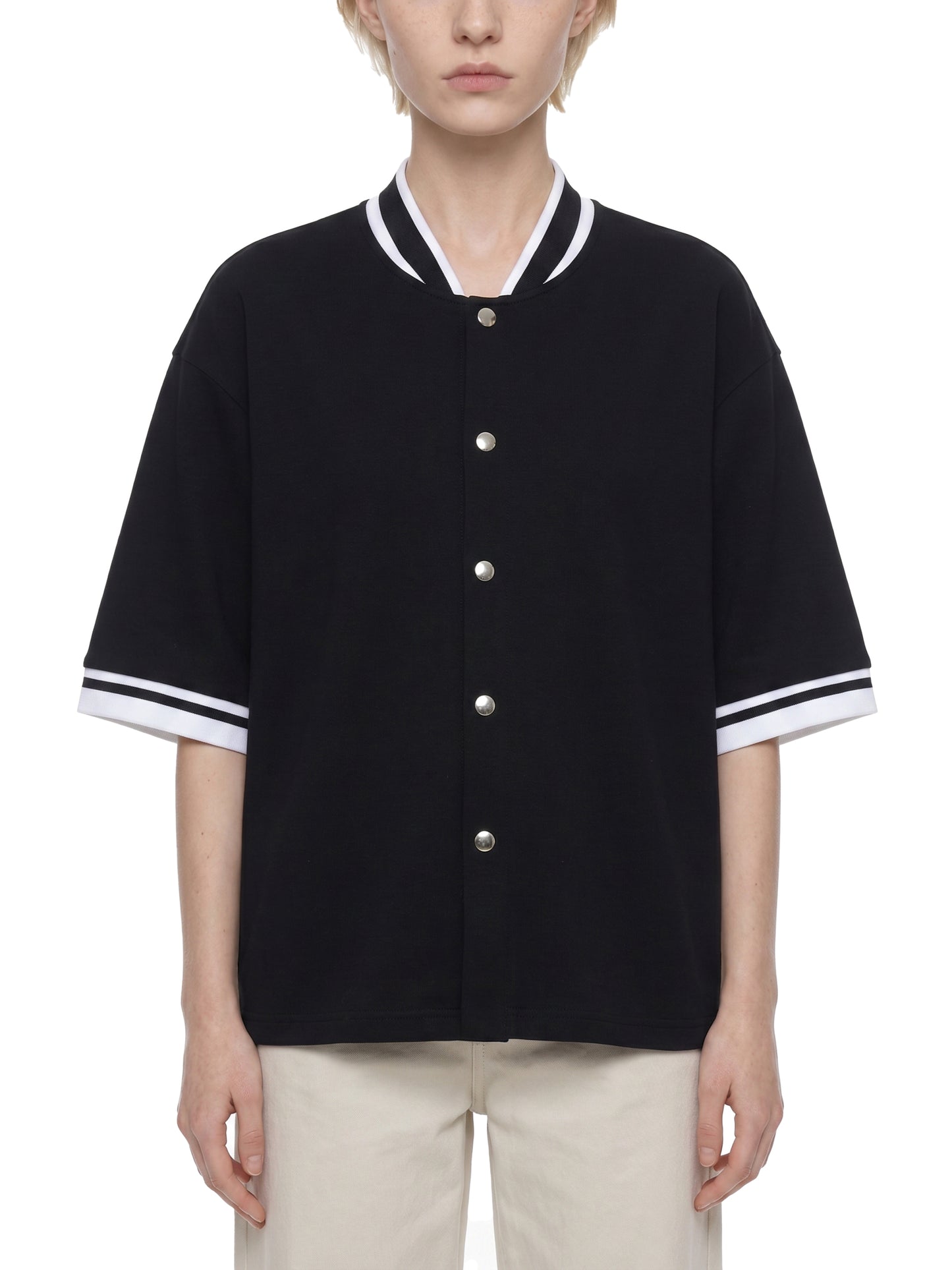 BOXY HEAVYWEIGHT BASEBALL JERSEY - BLACK