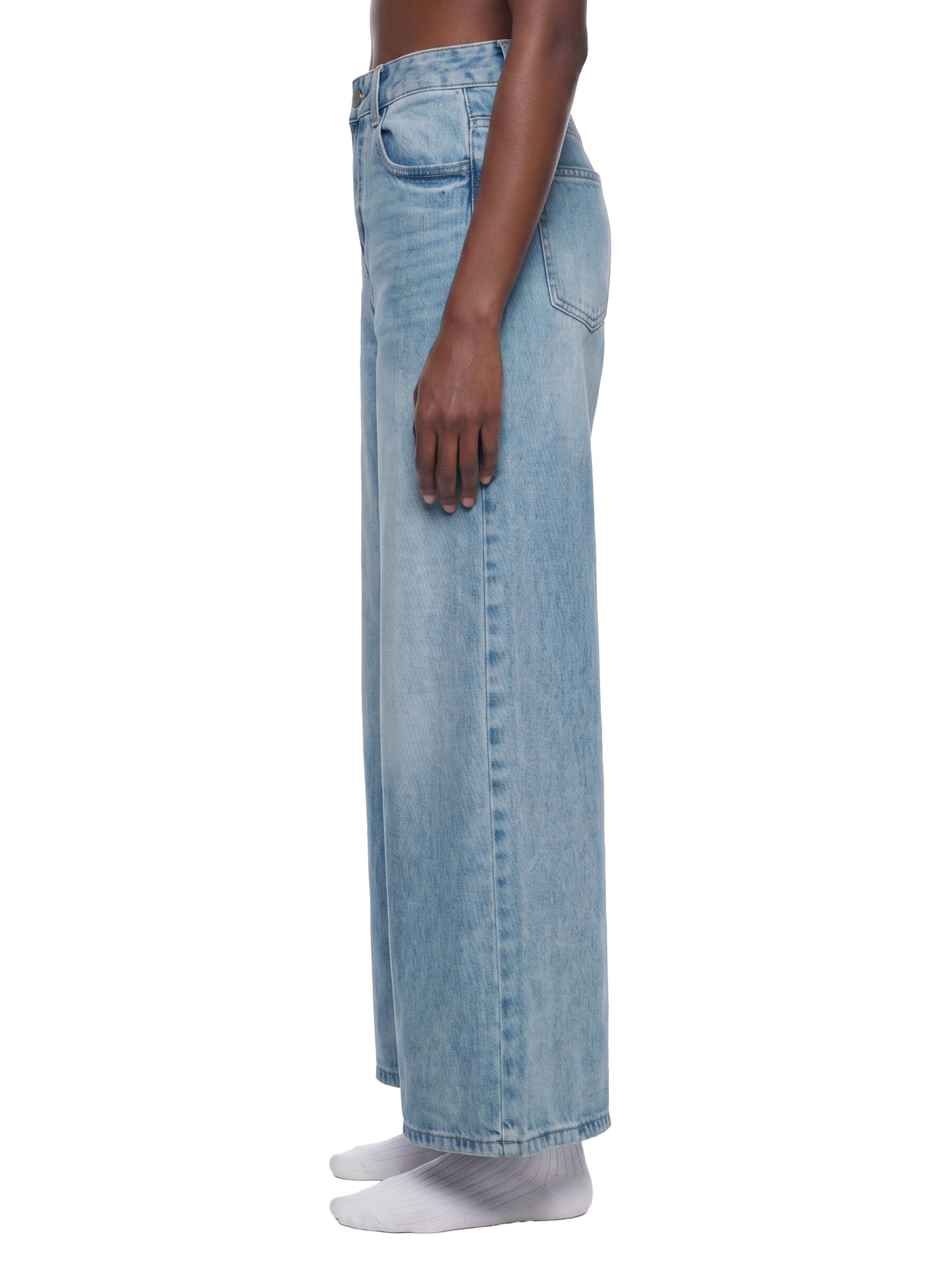 VINTAGE WASH WIDE LEG JEANS - BLUE