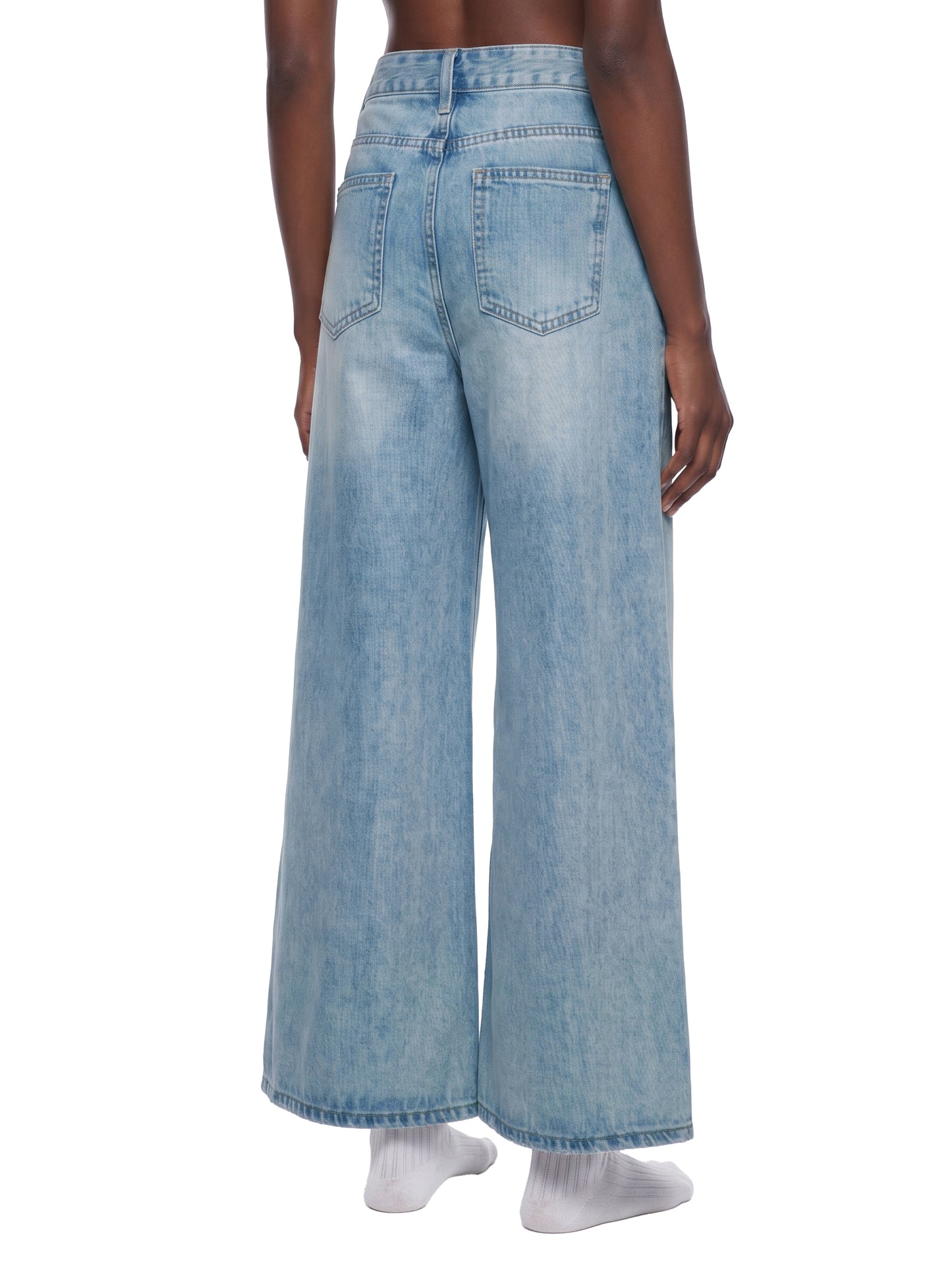 VINTAGE WASH WIDE LEG JEANS - BLUE