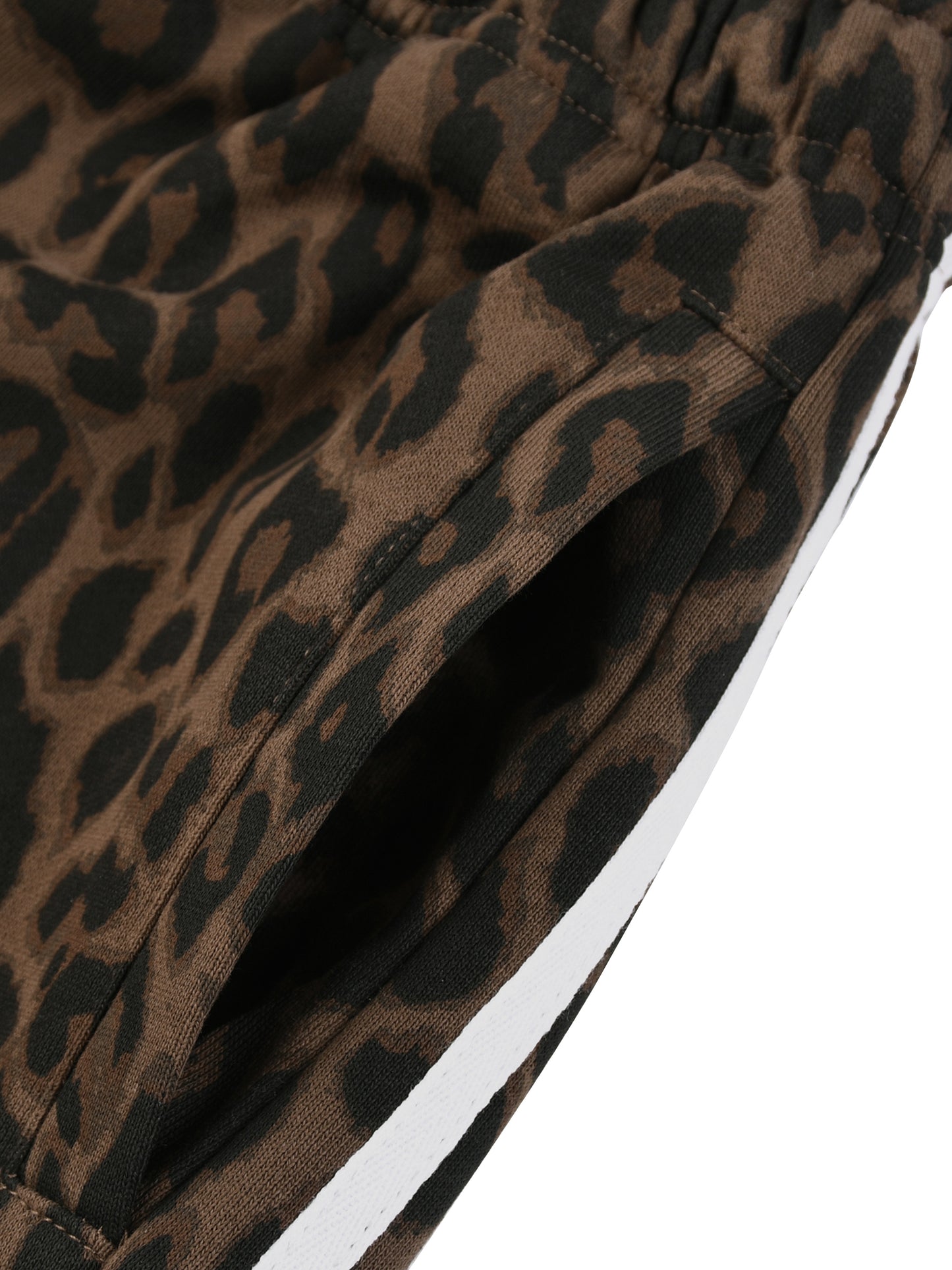 HEAVYWEIGHT LEOPARD DRAWSTRING SHORTS - LEOPARD LIGHT GRAY