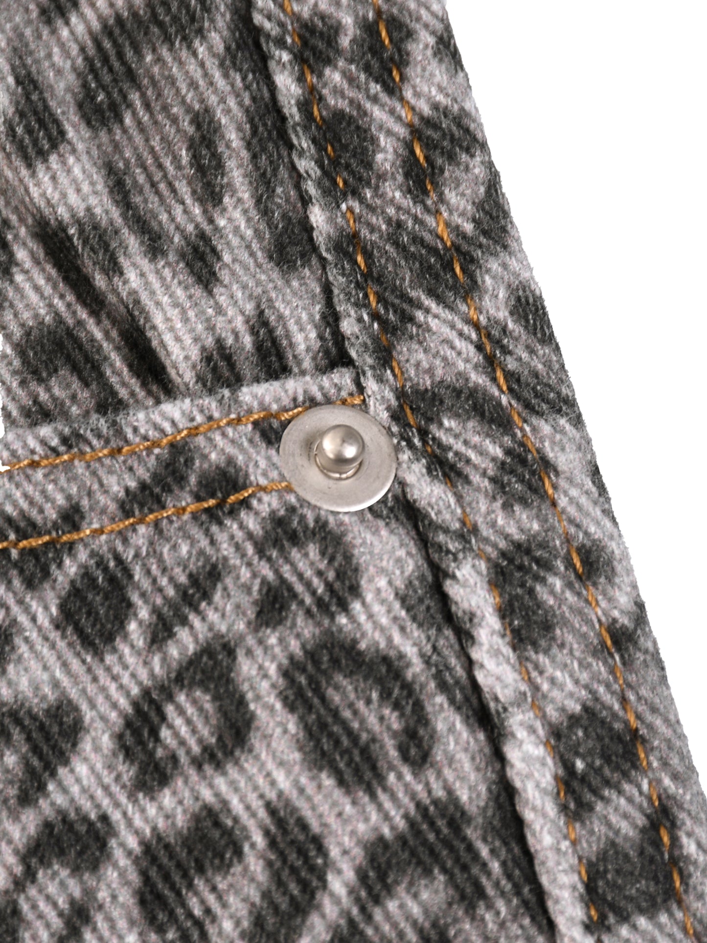 VINTAGE WASH LEOPARD WIDE LEG JEANS - LEOPARD GRAY