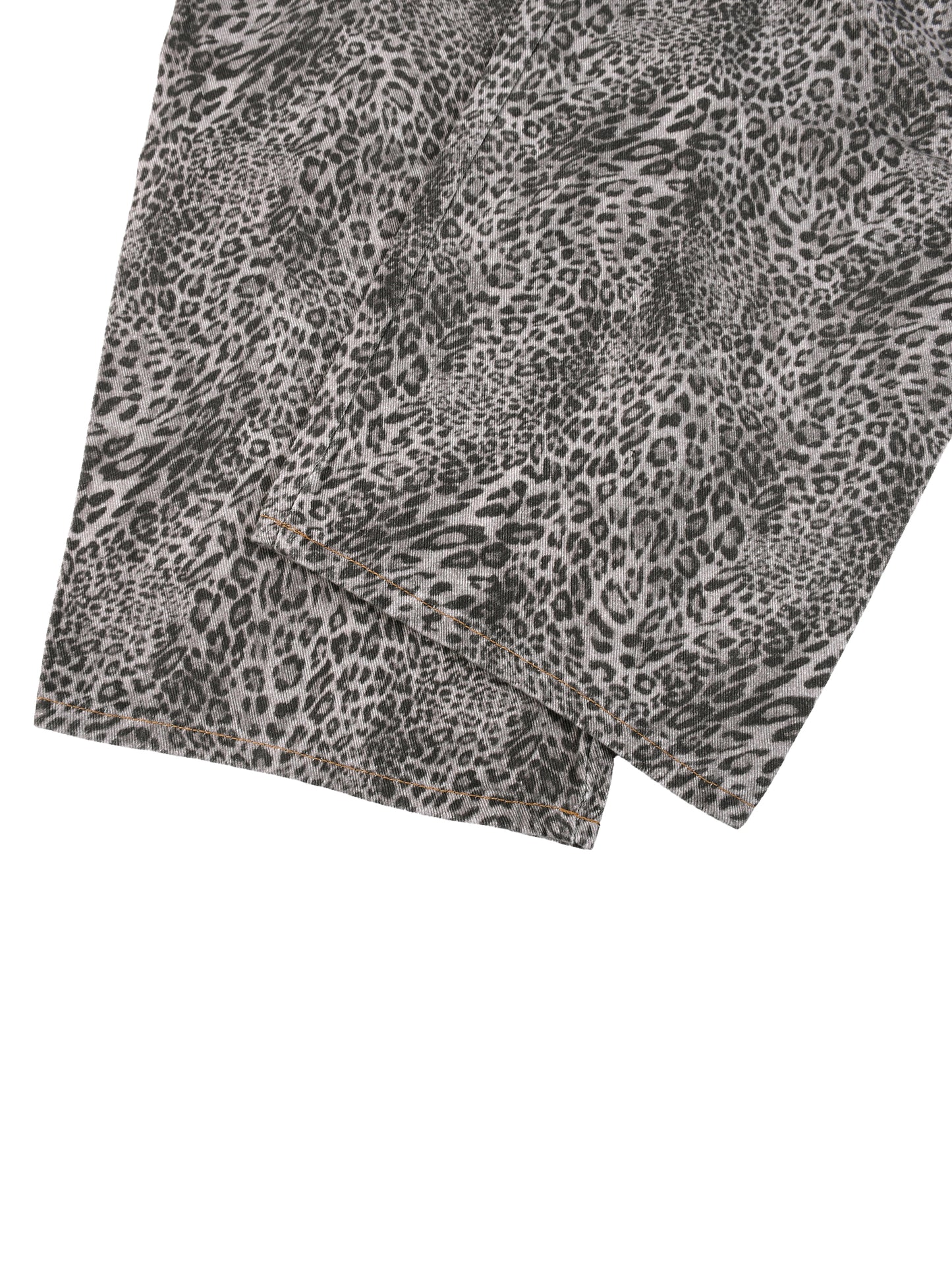 VINTAGE WASH LEOPARD WIDE LEG JEANS - LEOPARD GRAY