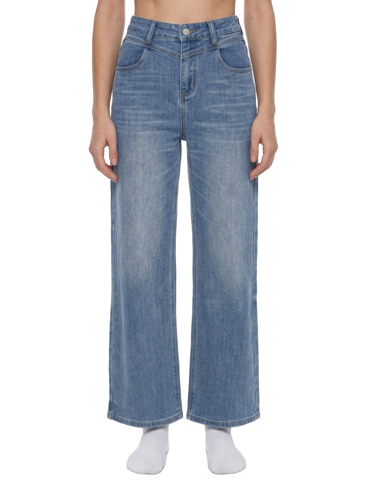 VINTAGE WASH WIDE LEG JEANS - JEANS BLUE