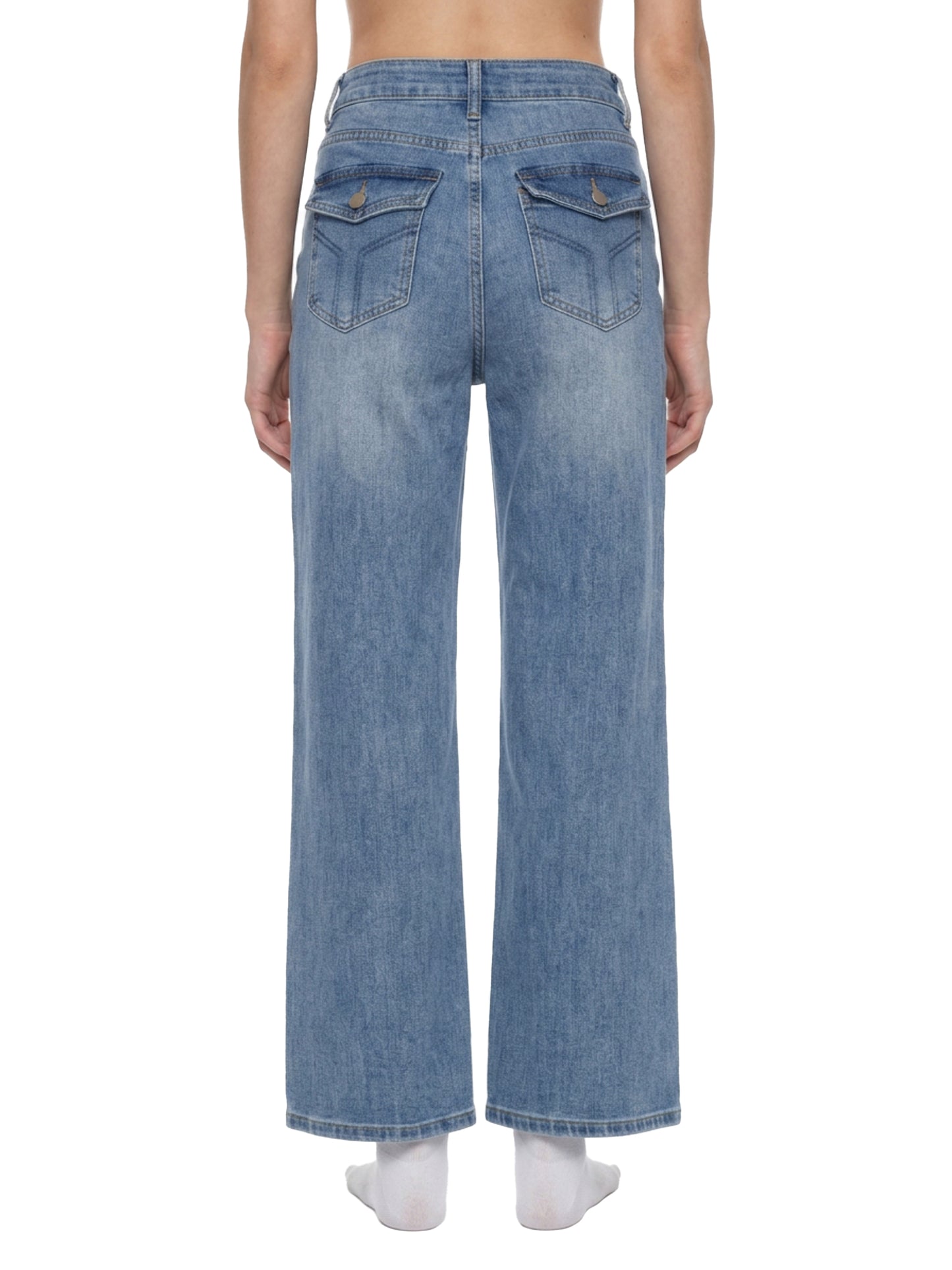 VINTAGE WASH WIDE LEG JEANS - JEANS BLUE