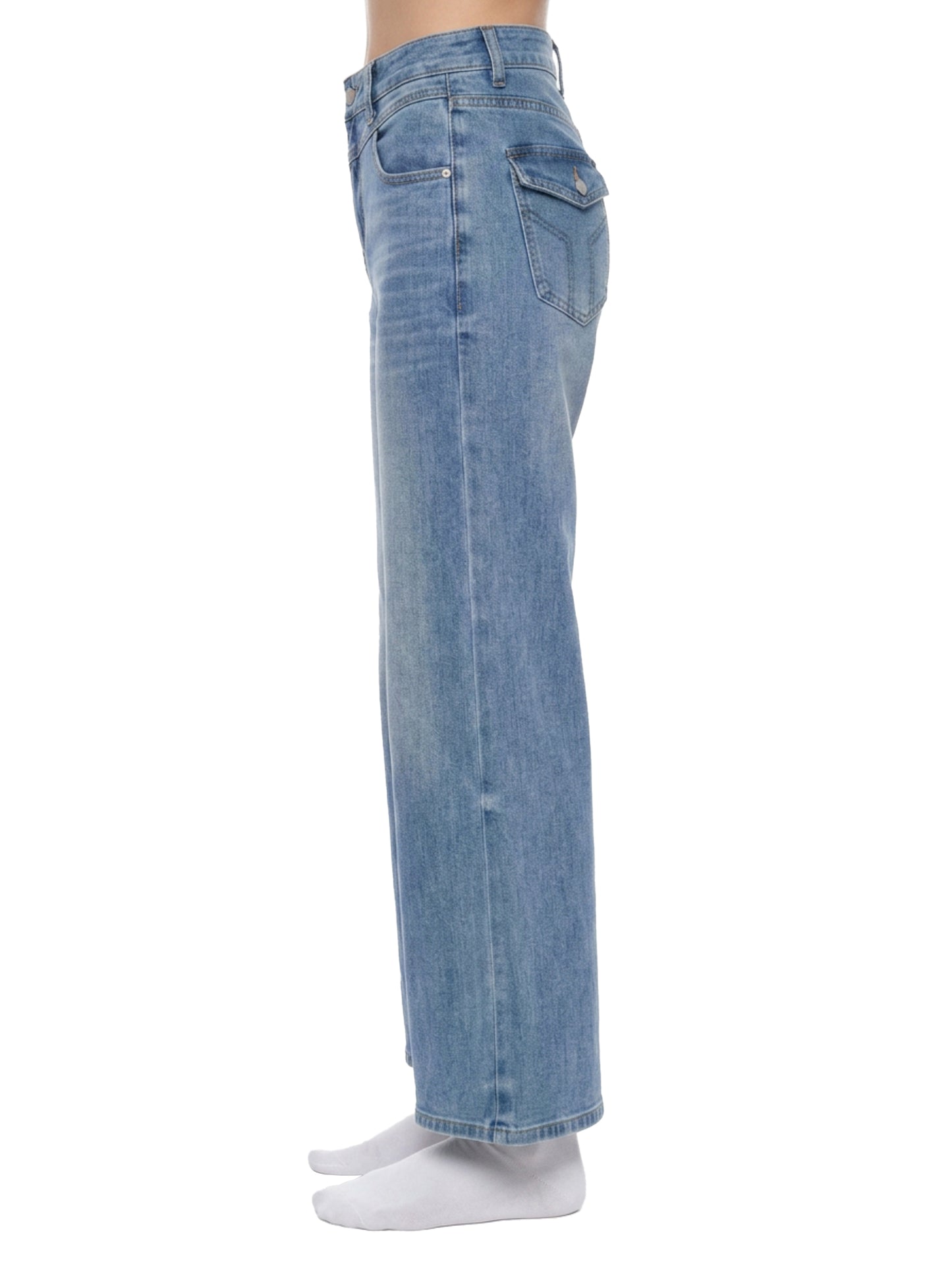 VINTAGE WASH WIDE LEG JEANS - JEANS BLUE