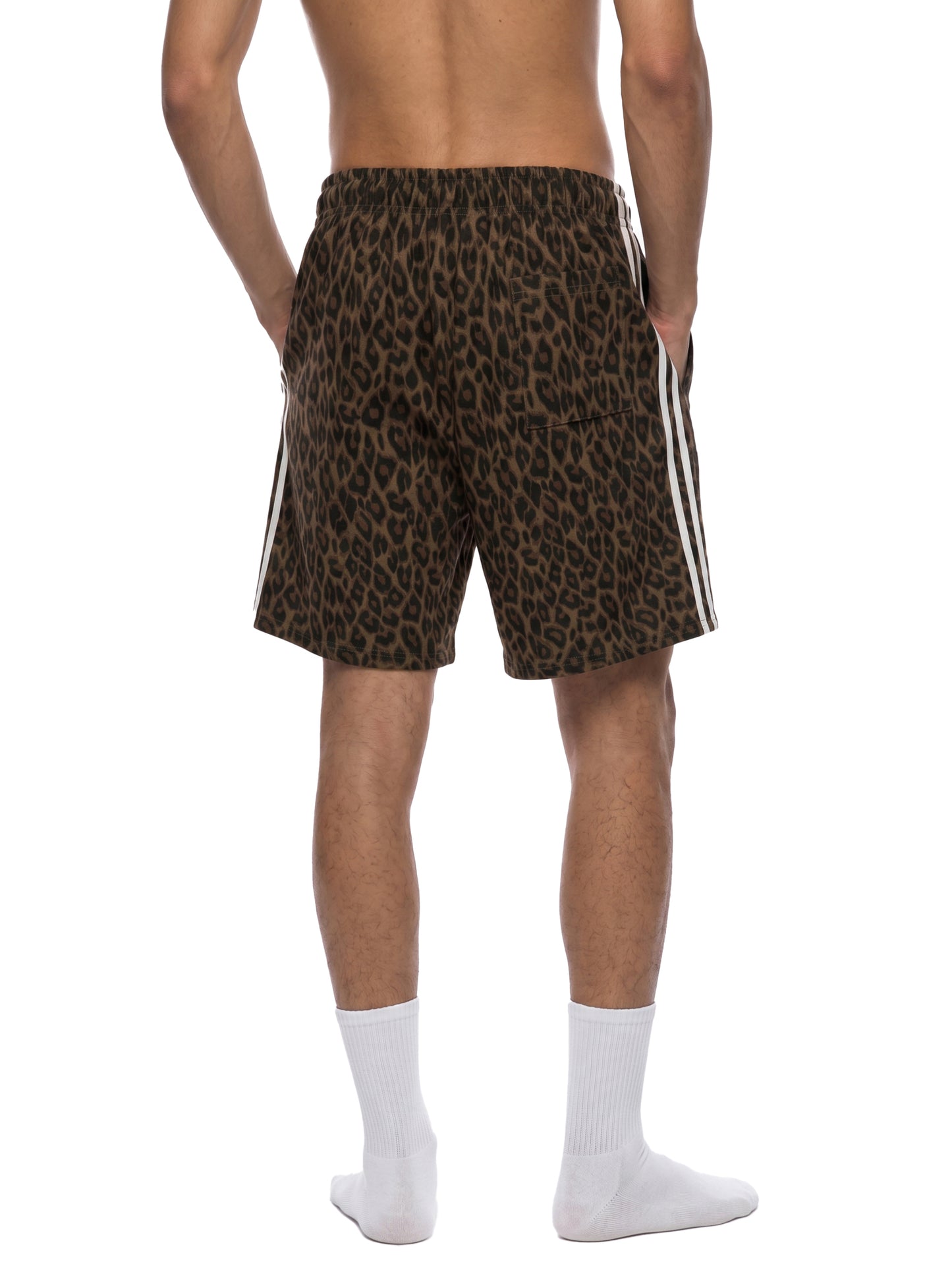 HEAVYWEIGHT LEOPARD DRAWSTRING SHORTS - LEOPARD LIGHT GRAY