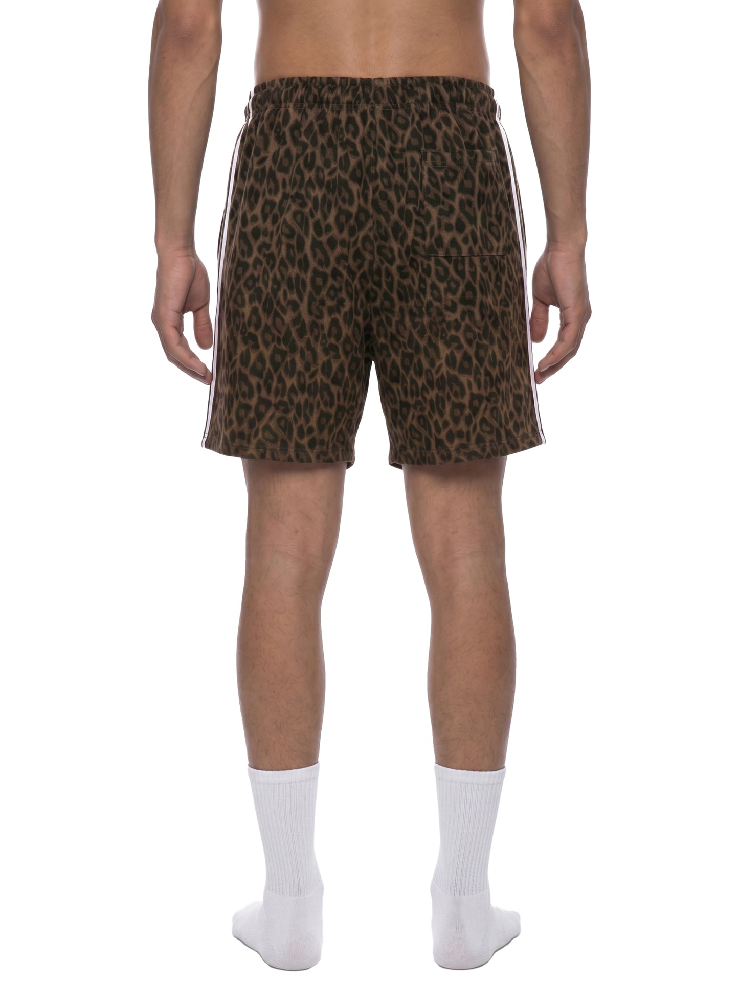 HEAVYWEIGHT LEOPARD DRAWSTRING SHORTS - LEOPARD LIGHT GRAY