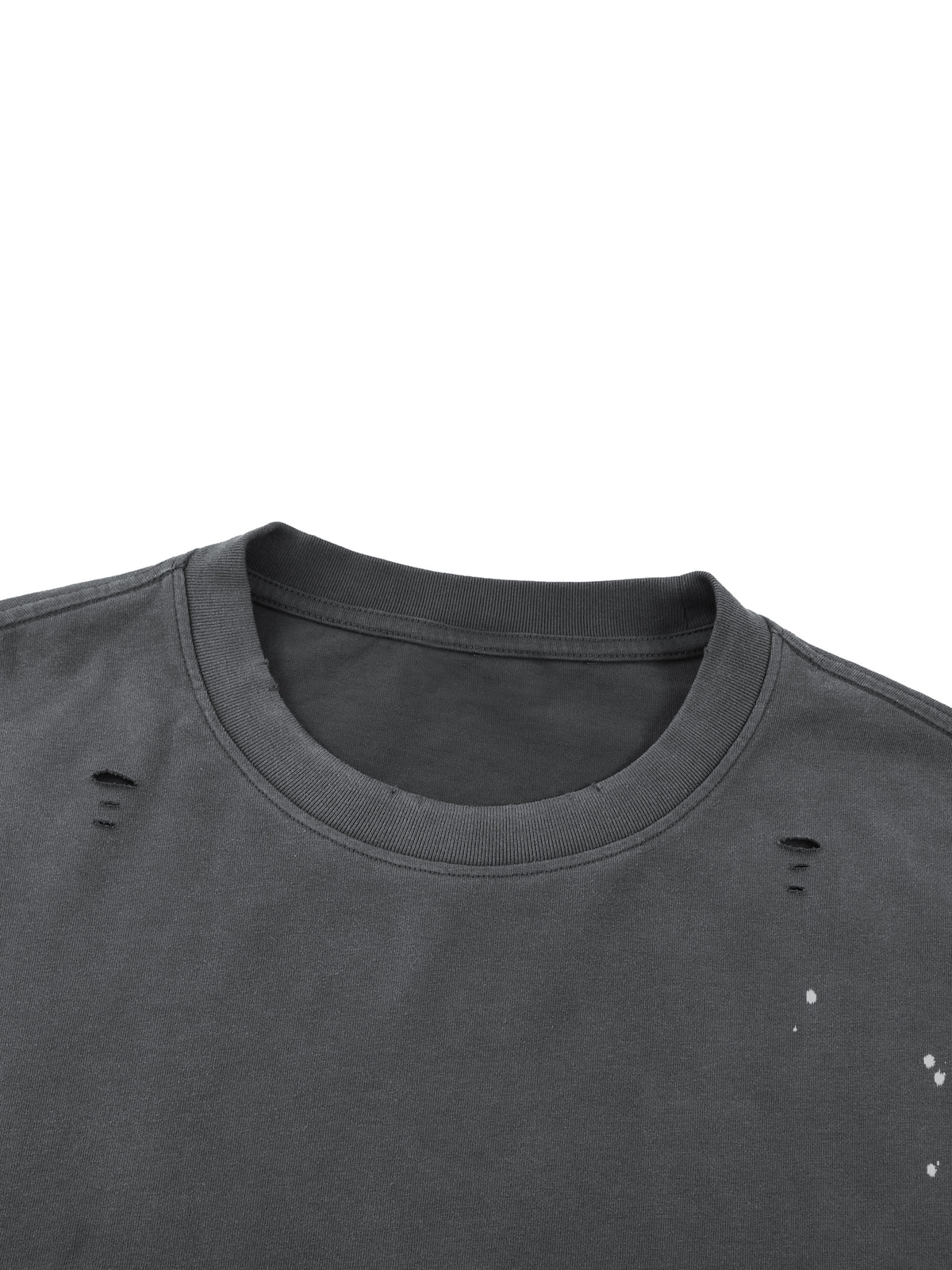 Vintage Wash Distressed Layer T-Shirt - Dark Gray with Black